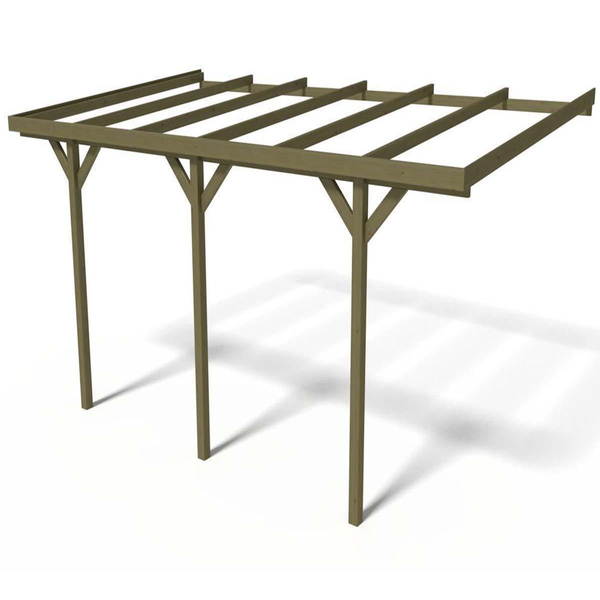 Habitat et Jardin Carport bois adossé voiture   Solar 2    - 300 x 454 x 245 cm