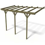 Habitat et Jardin Carport bois adossé voiture   Solar 2    - 300 x 454 x 245 cm