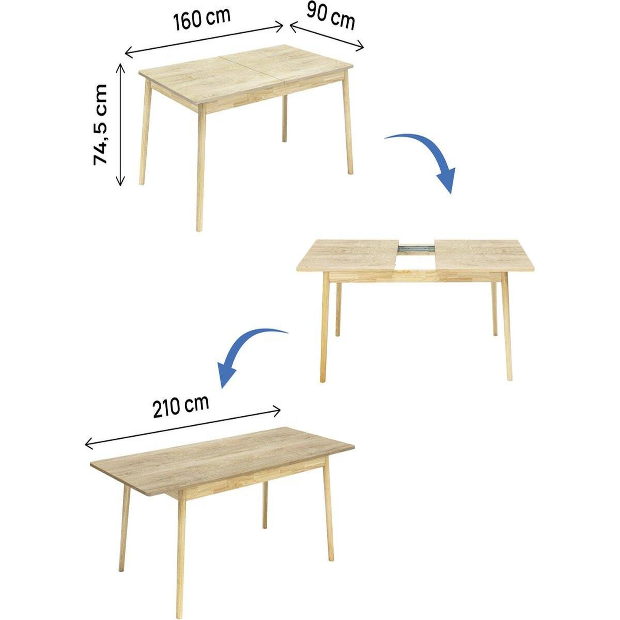 Voir la diapositive 3 : Habitat et Jardin Table repas extensible en bois 160/210 cm  Prisma  - 8 places - Beige
