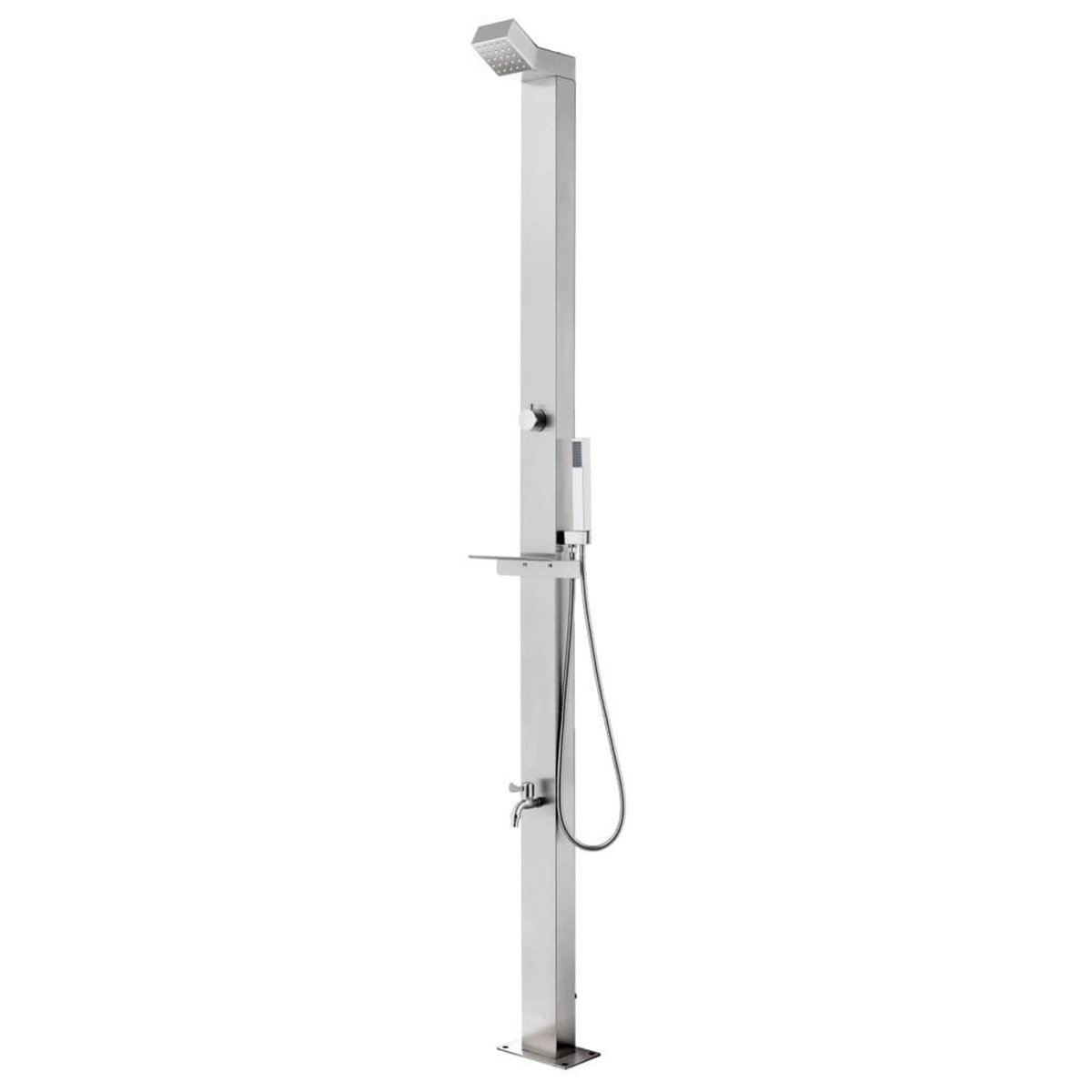 VIDAXL Douche de jardin avec base gris 225 cm Acier inoxydable