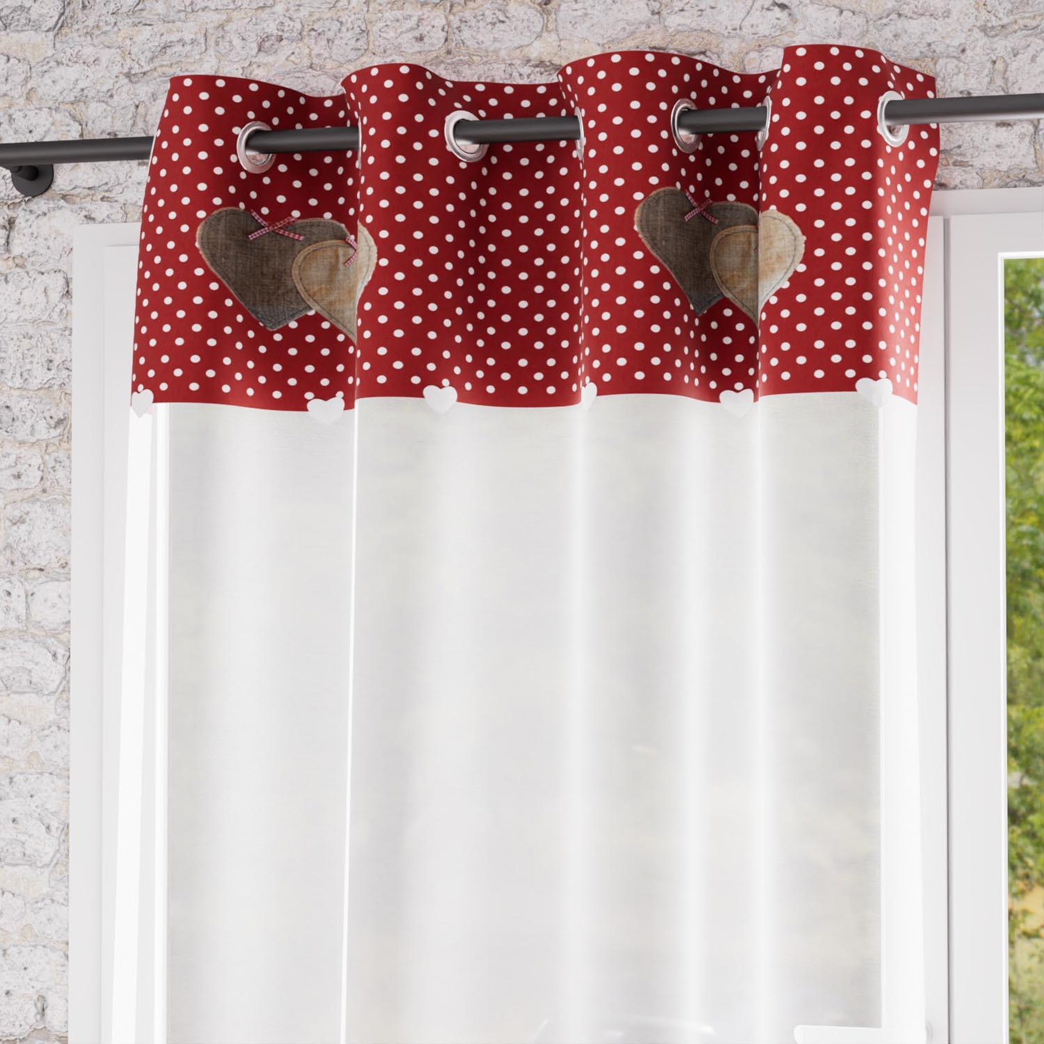 SOLEIL D'OCRE Voile à oeillets pur coton 135x250 cm LOVE, par Soleil d'Ocre. Coloris disponibles : Gris, Rouge