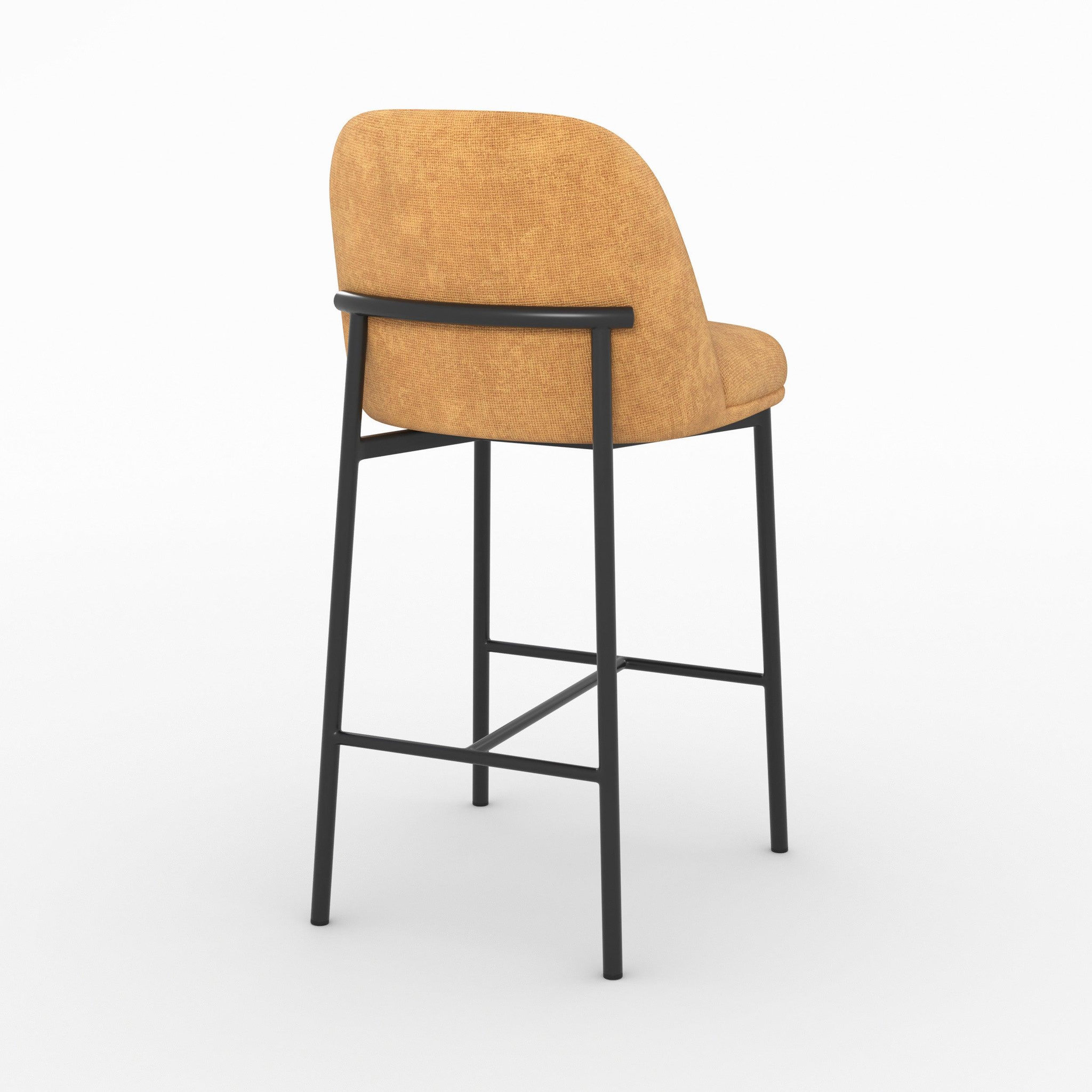 Voir la diapositive 3 : MAISON PAVANE Lot de 2 chaises pour îlot central 67 cm en tissu jaune moutarde-noah