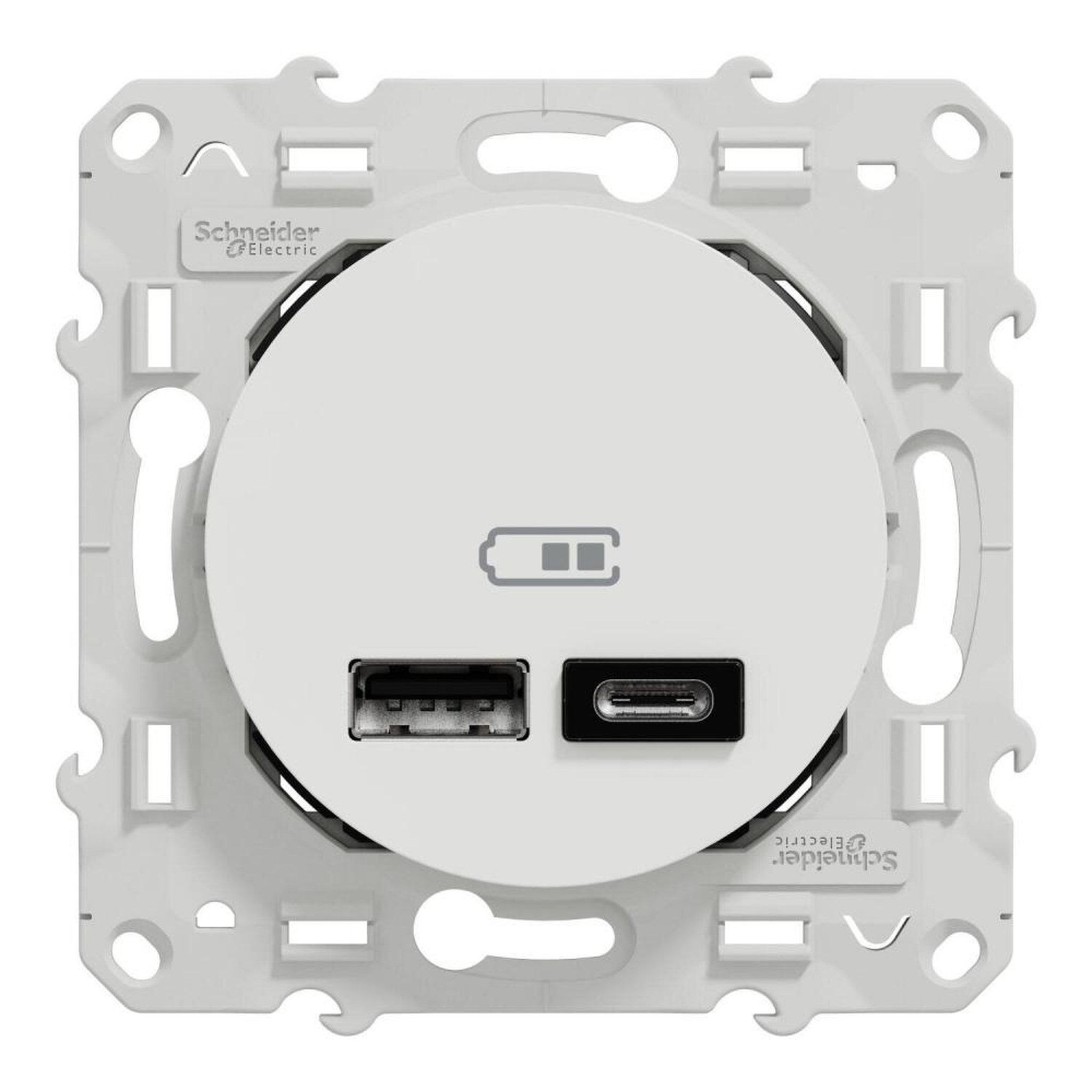 Schneider Electric Prise chargeur double usb A+C 12W à assembler Odace, SCHNEIDER ELECTRIC, blanc