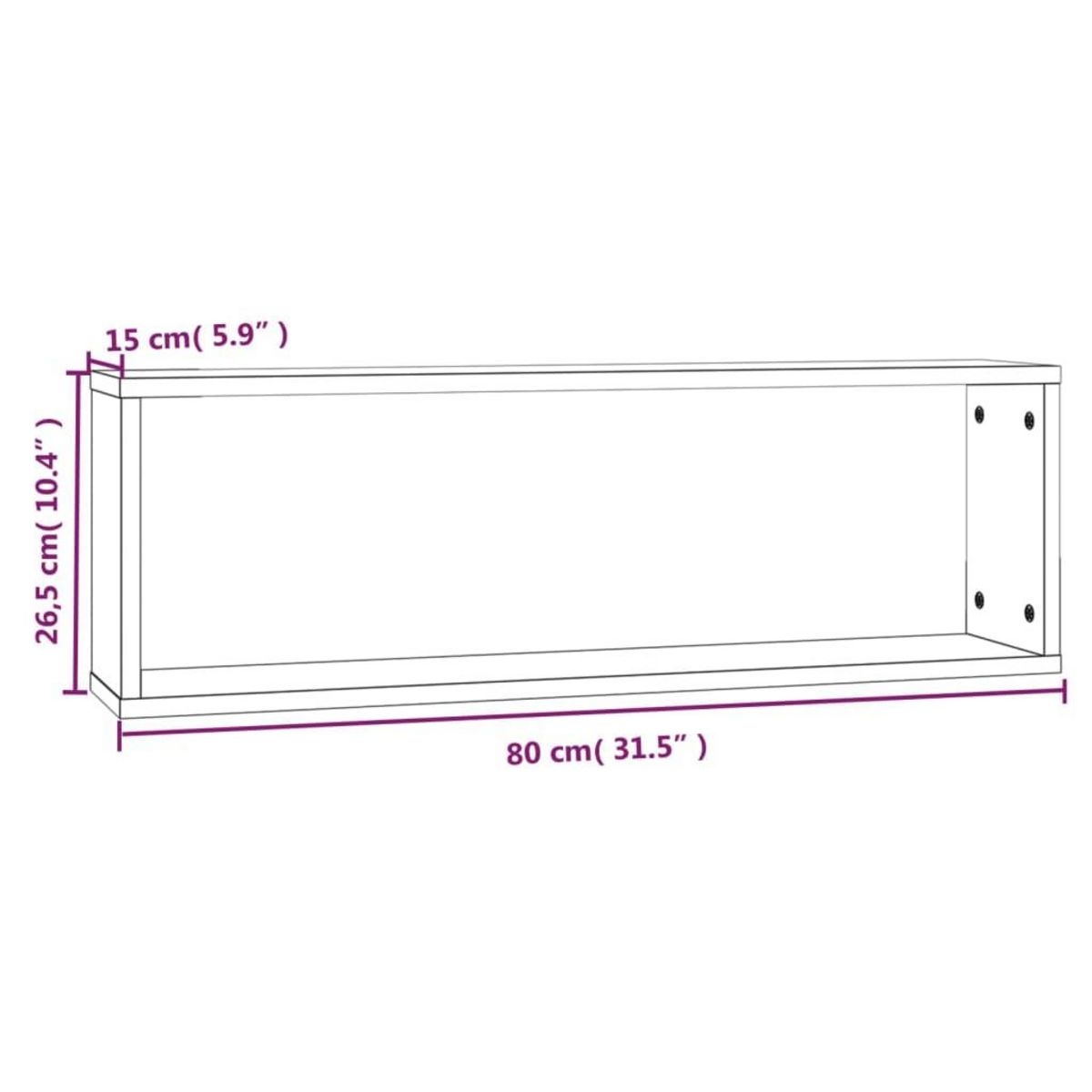 VIDAXL Etageres murales cubiques 2 pcs Chene fume 80x15x26,5 cm