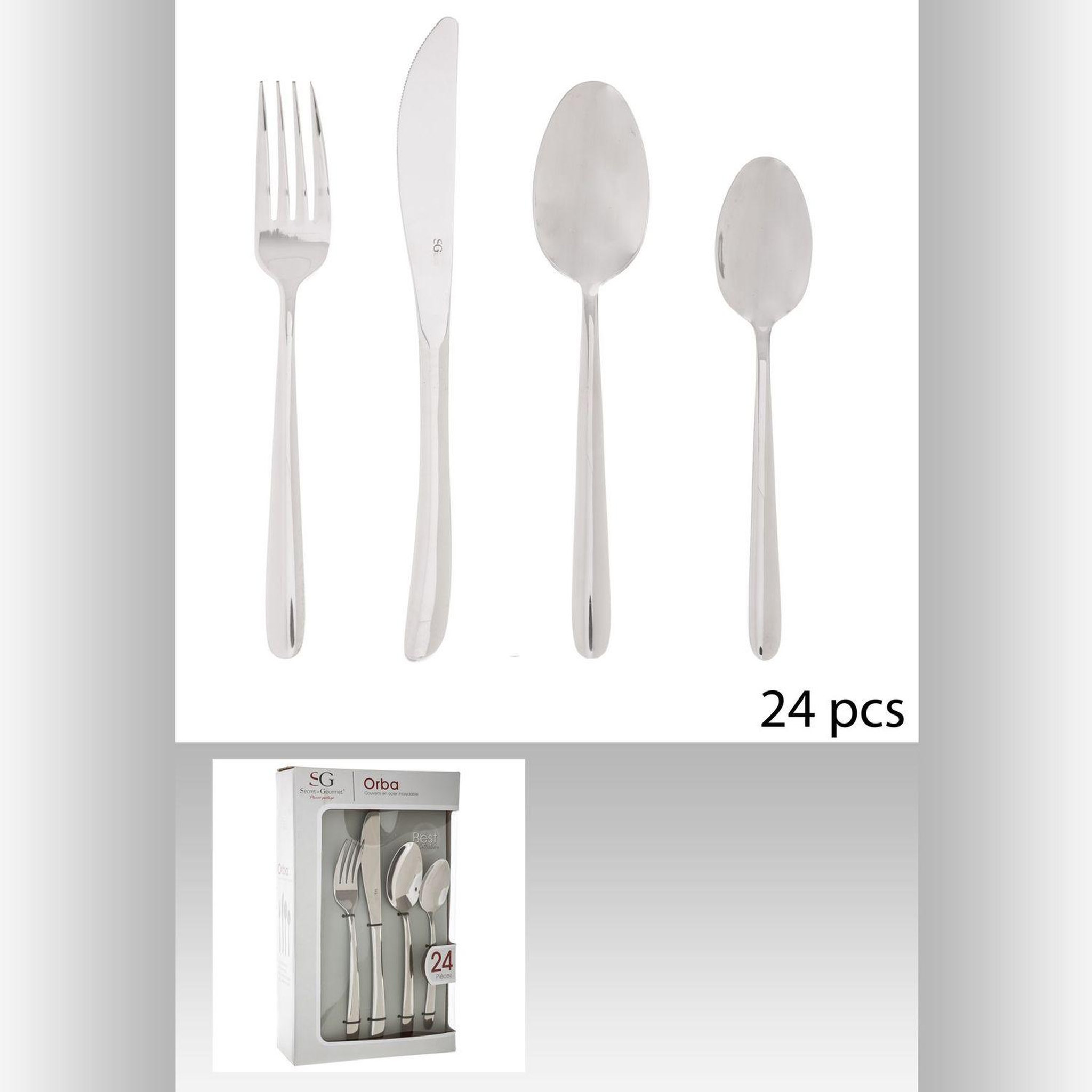Voir la diapositive 2 : SECRET DE GOURMET Ménagère 24 pièces Orba - Inox