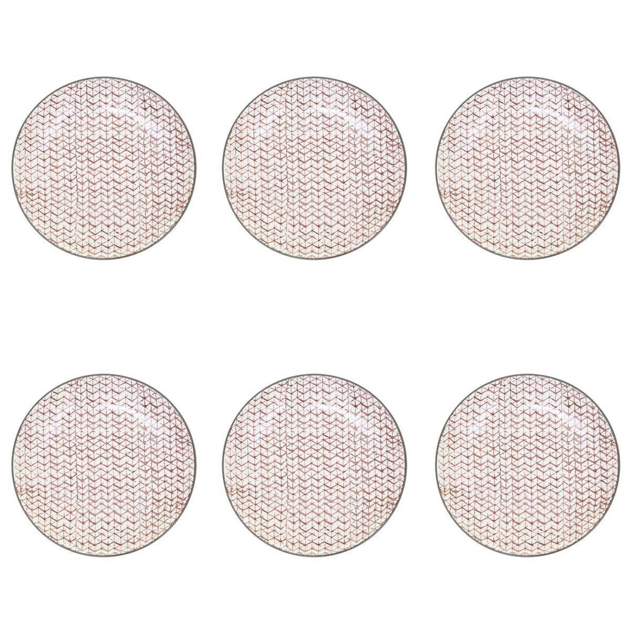 Voir la diapositive 2 : SECRET DE GOURMET Lot de 6 assiettes à dessert  shibori  19cm rouge