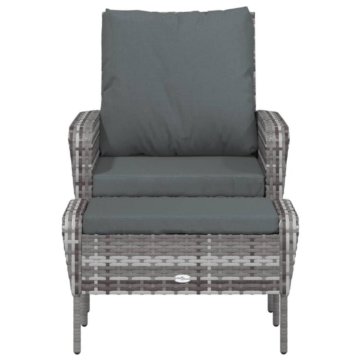 VIDAXL Chaise de jardin avec tabouret gris resine tressee