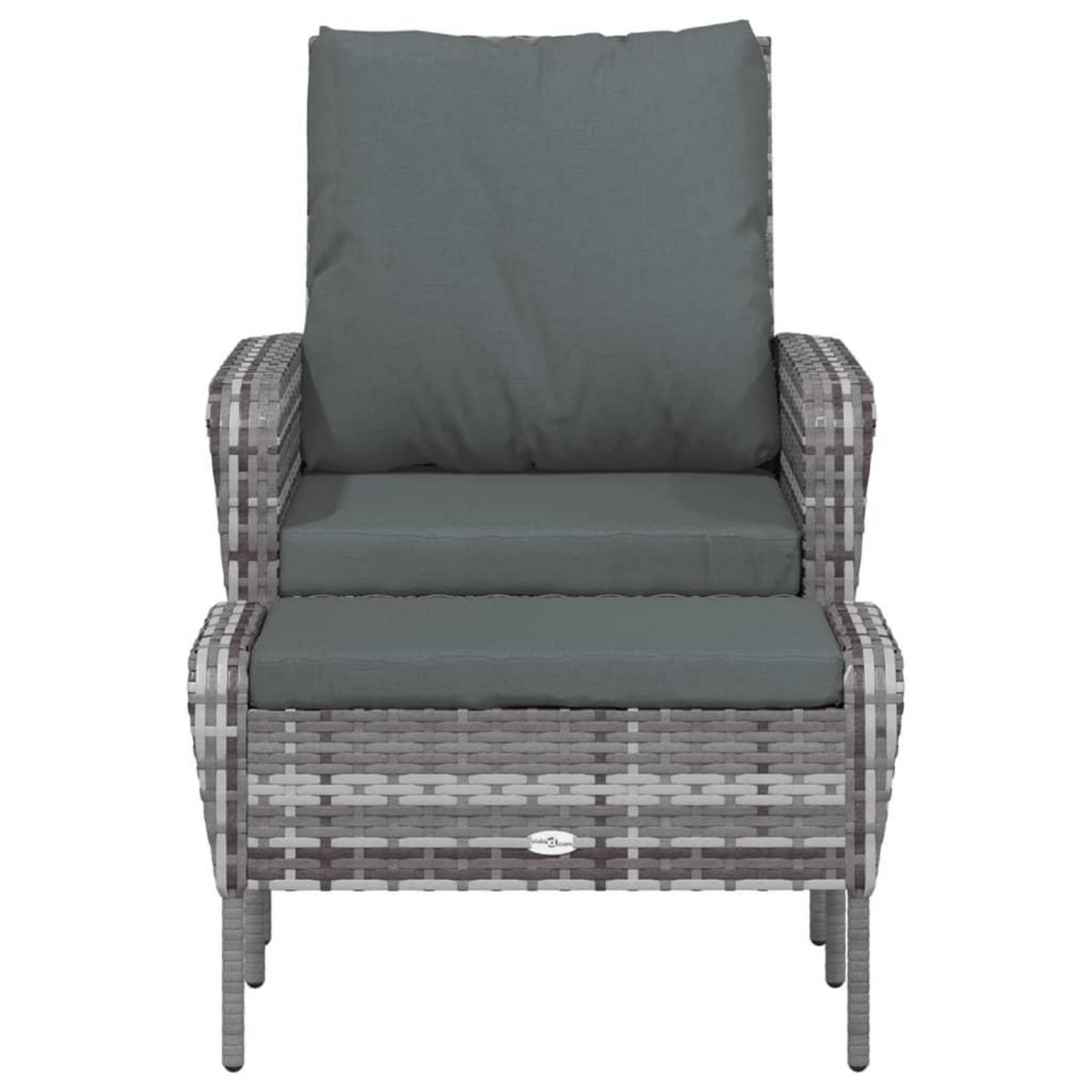 VIDAXL Chaise de jardin avec tabouret gris resine tressee