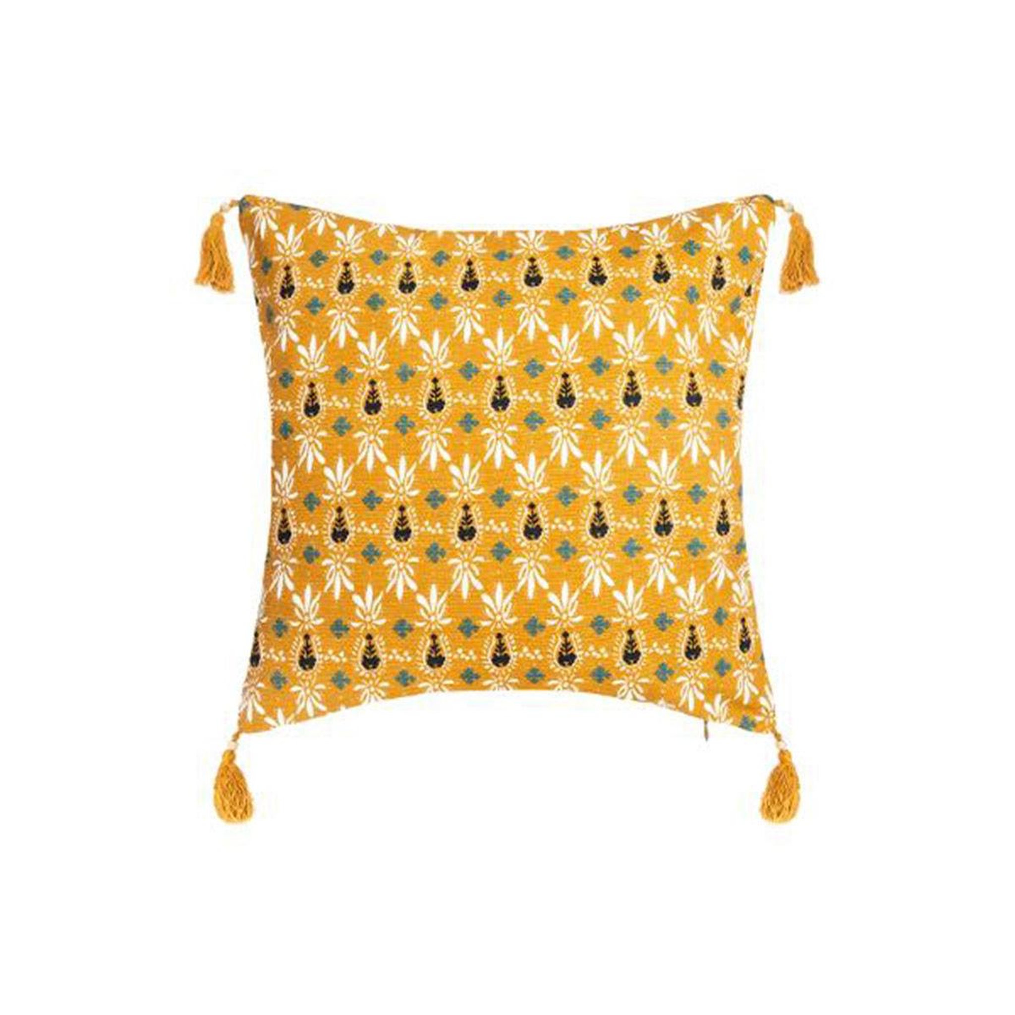 Voir la diapositive 2 : ATMOSPHERA Housse de coussin  exotiq  40x40cm bleu & jaune