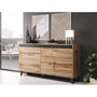 Voir la diapositive 1 : BEST MOBILIER Lord - buffet bas - effet bois et noir - 3 tiroirs et 1 porte - 138 cm
