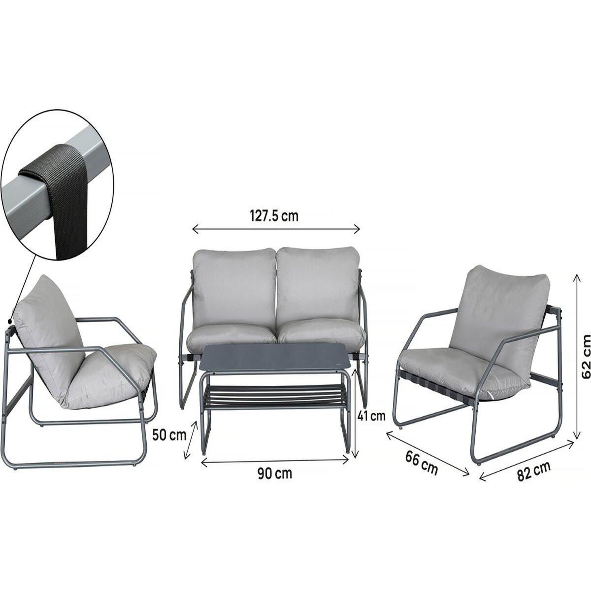 Voir la diapositive 3 : Habitat et Jardin Salon de jardin en métal avec coussins  sora  - 4 places - gris