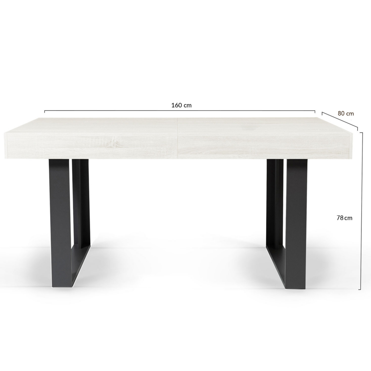 ID MARKET Table à manger extensible rectangle PHOENIX 4-8 personnes bois gris 160-200 cm