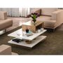 Voir la diapositive 2 : TOILINUX Table basse design scandinave Venüs - L. 85 x H. 43 cm - Marron noix