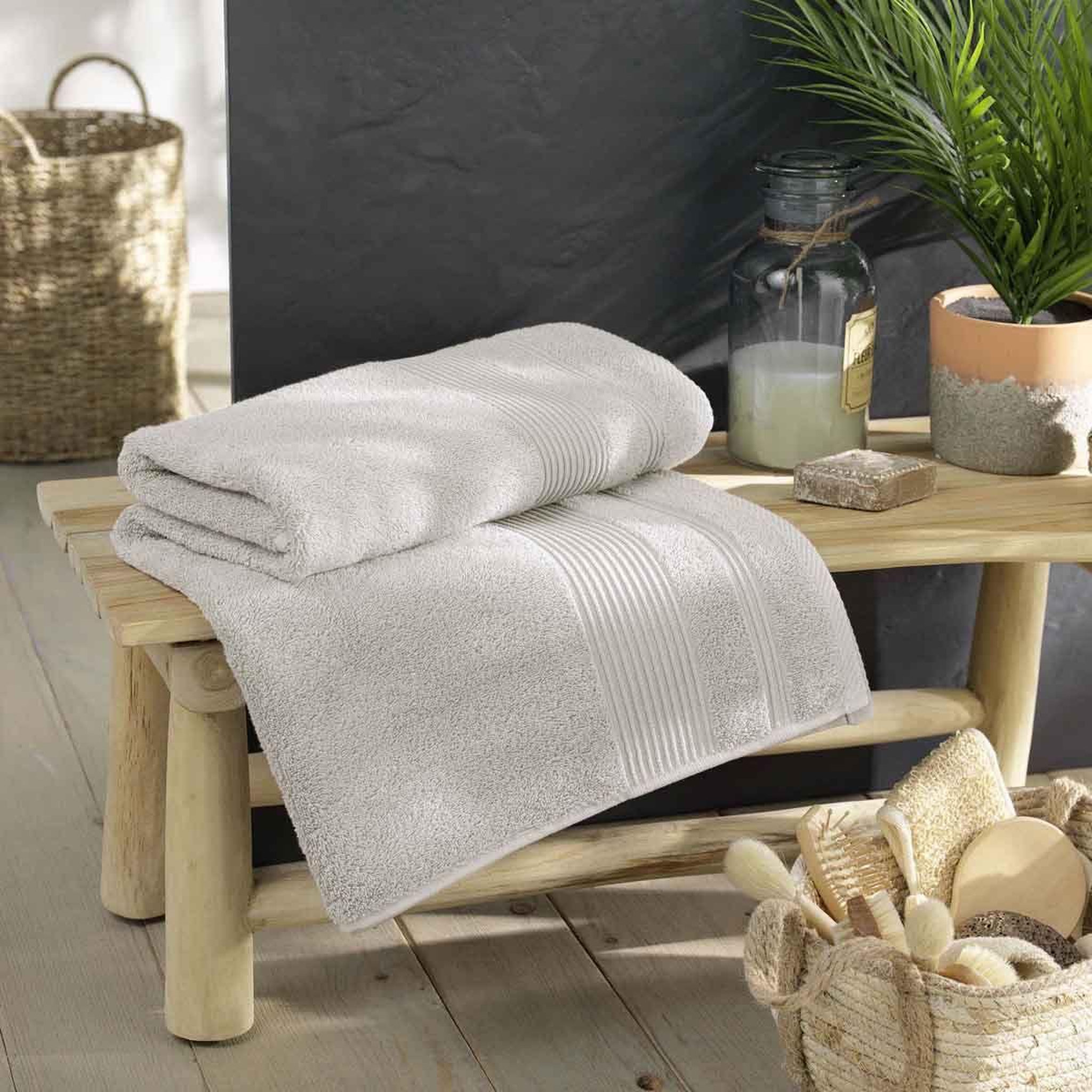Voir la diapositive 2 : Douceur d'Intérieur Drap de bain  tendresse  90x150cm lin
