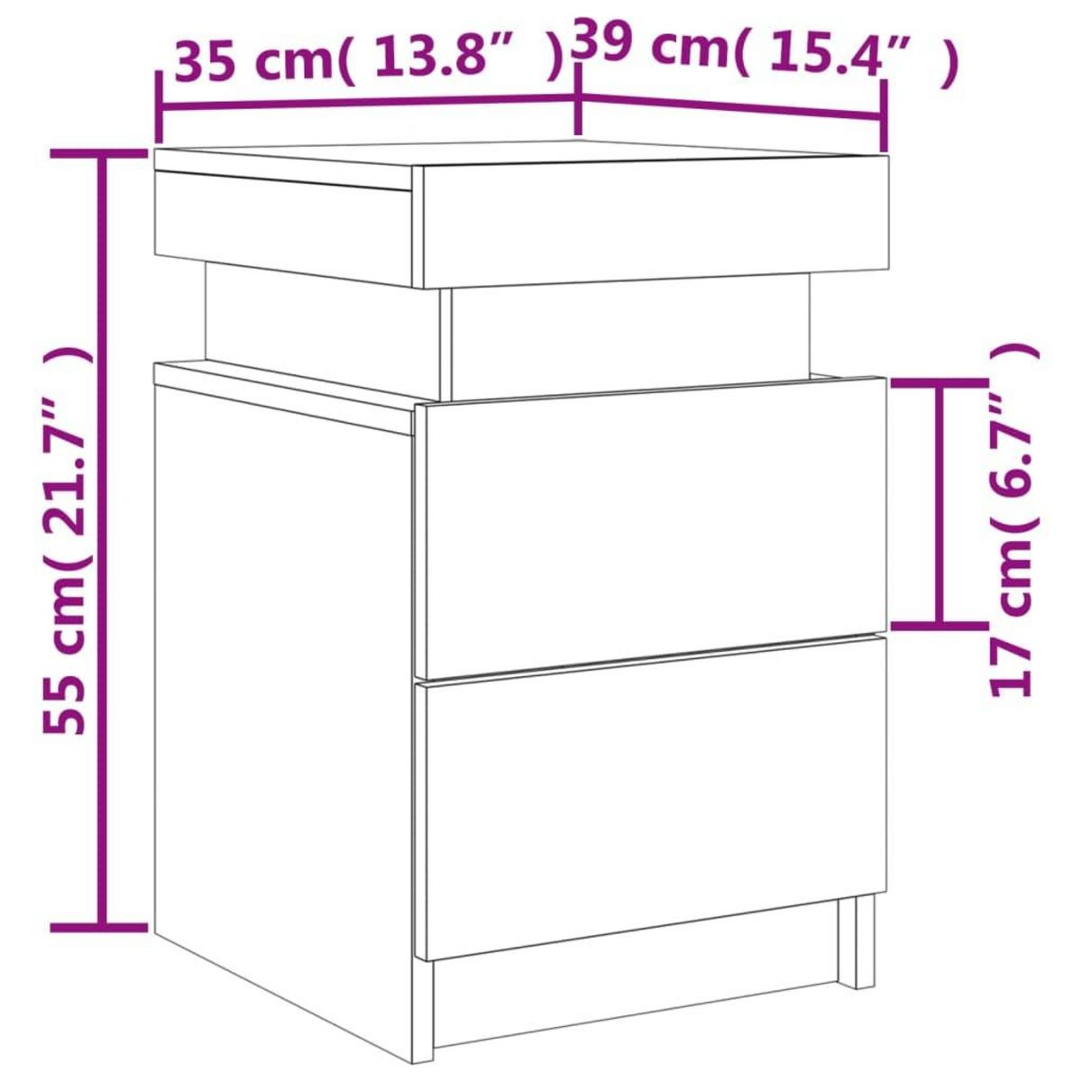 VIDAXL Tables de chevet avec lumieres LED 2 pcs blanc 35x39x55 cm
