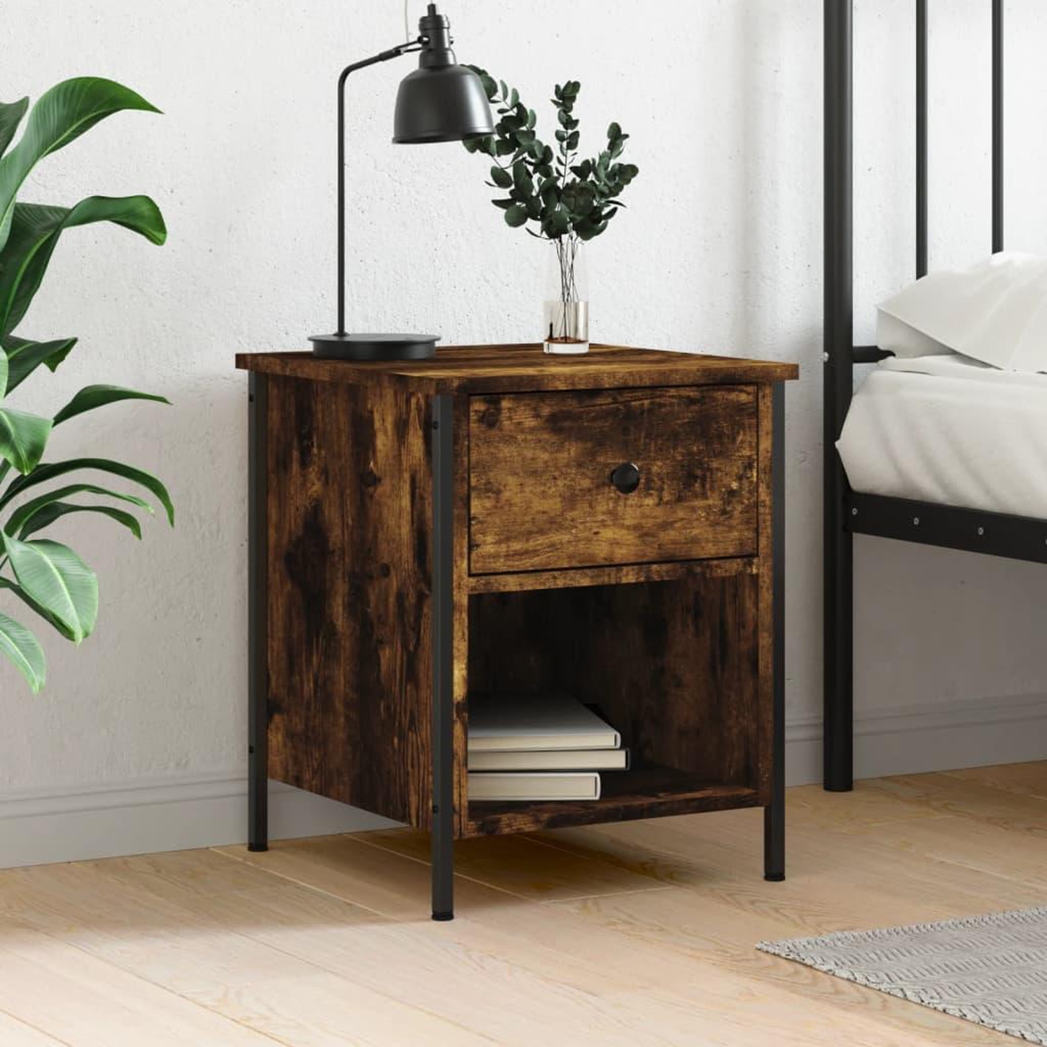 VIDAXL Table de chevet chene fume 40x42x50 cm bois d'ingenierie