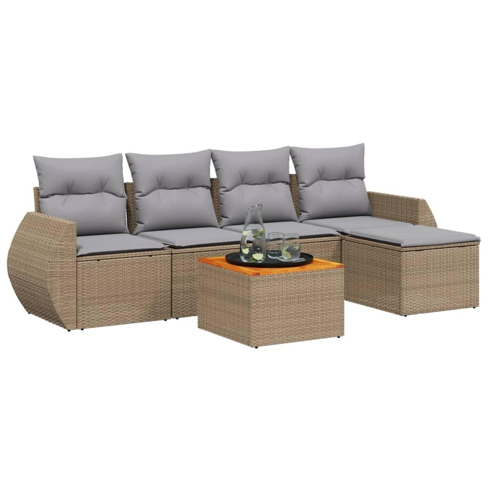 Voir la diapositive 2 : VIDAXL Salon de jardin avec coussins 6 pcs beige resine tressee