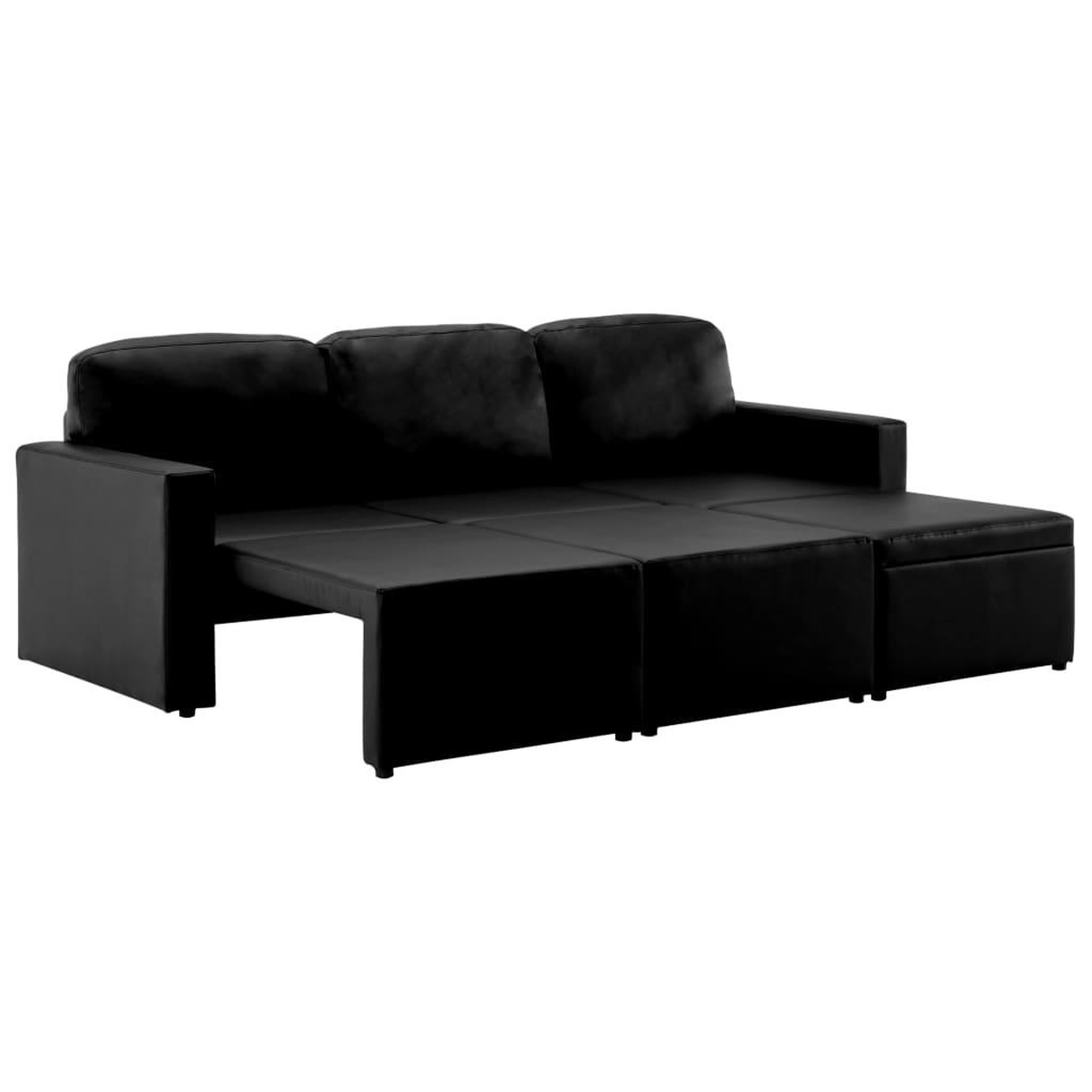 Voir la diapositive 4 : VIDAXL Canape-lit modulaire 3 places Noir Similicuir