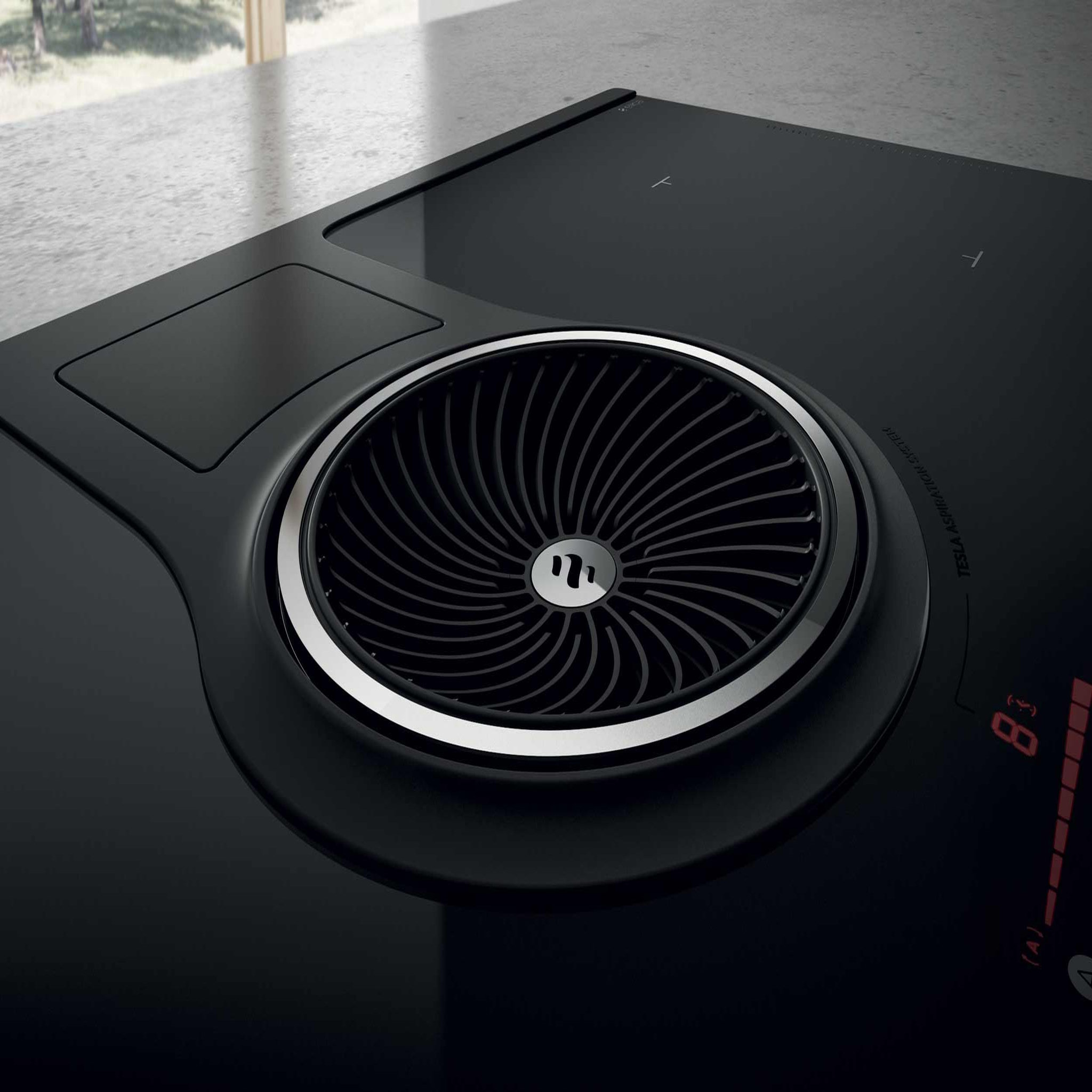 Voir la diapositive 3 : ELICA Table de cuisson aspirante à induction 83cm 4 feux 7400w noir - prf0120977