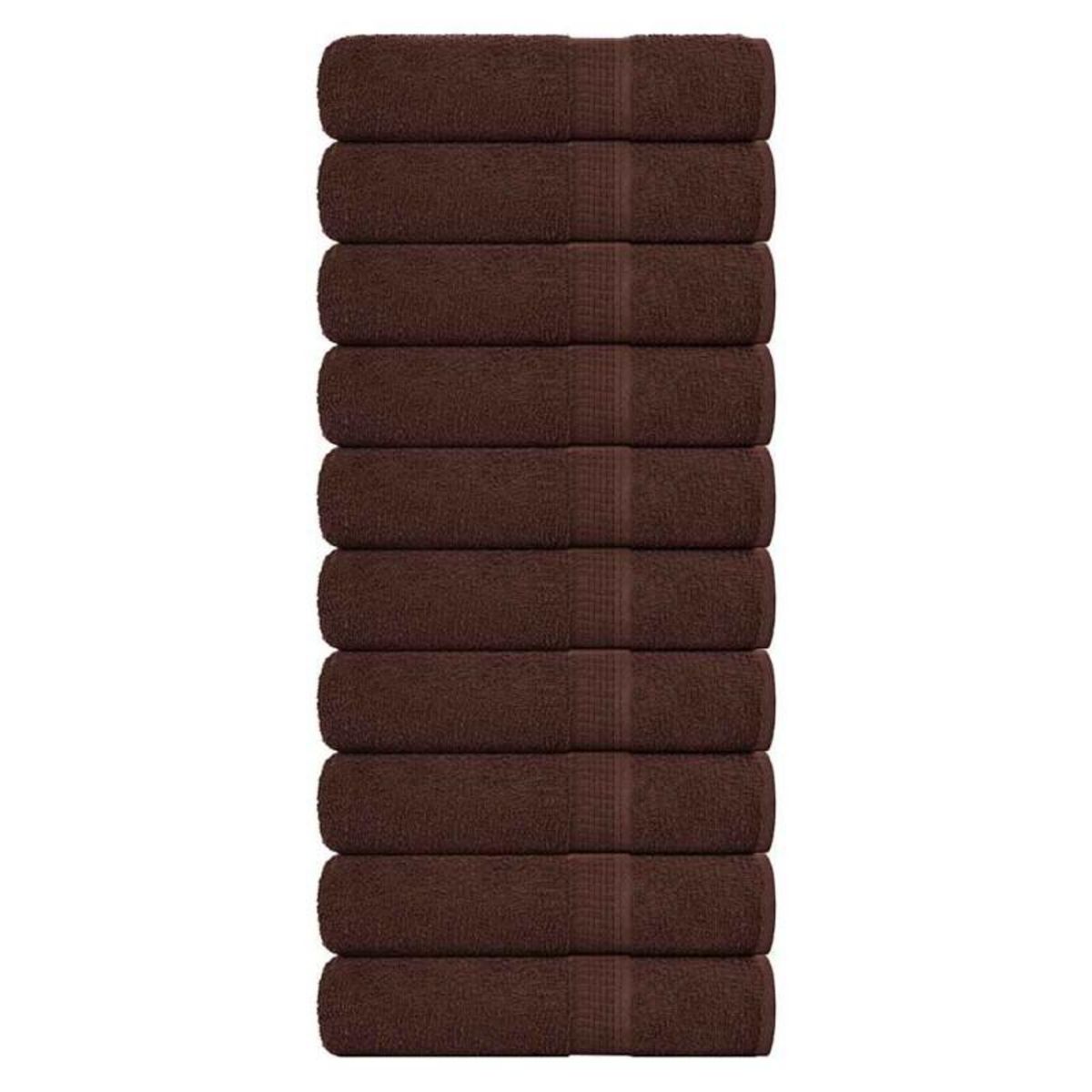 VIDAXL Serviettes de bain 10 pcs marron 100x150 cm 360 g m² 100% coton