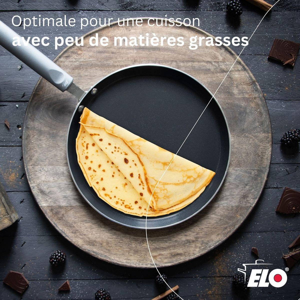 ELO Poêle à crêpes 26 cm antiadhésive sans PFAS Elo Ducato