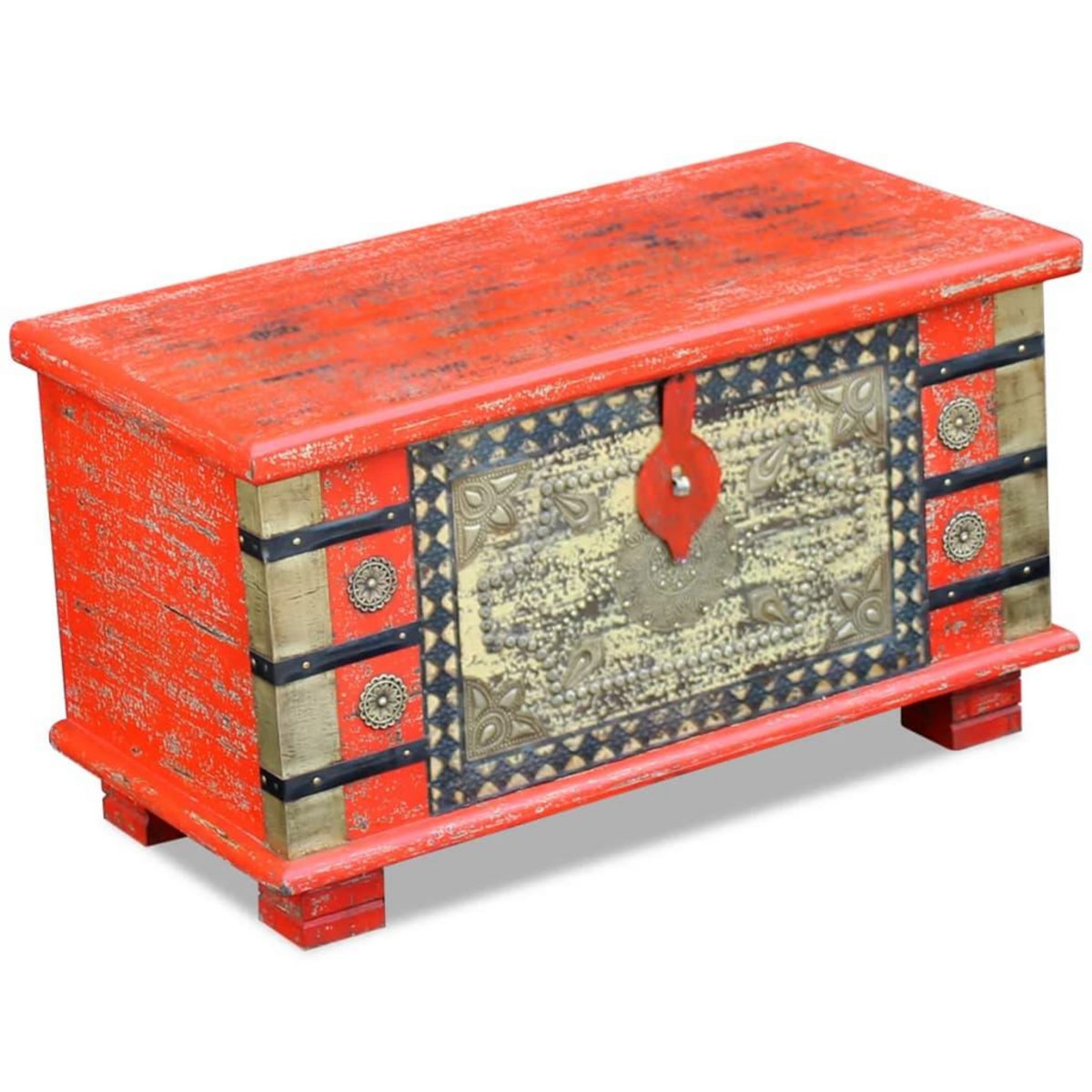VIDAXL Coffre de rangement Bois de manguier rouge 80 x 40 x 45 cm