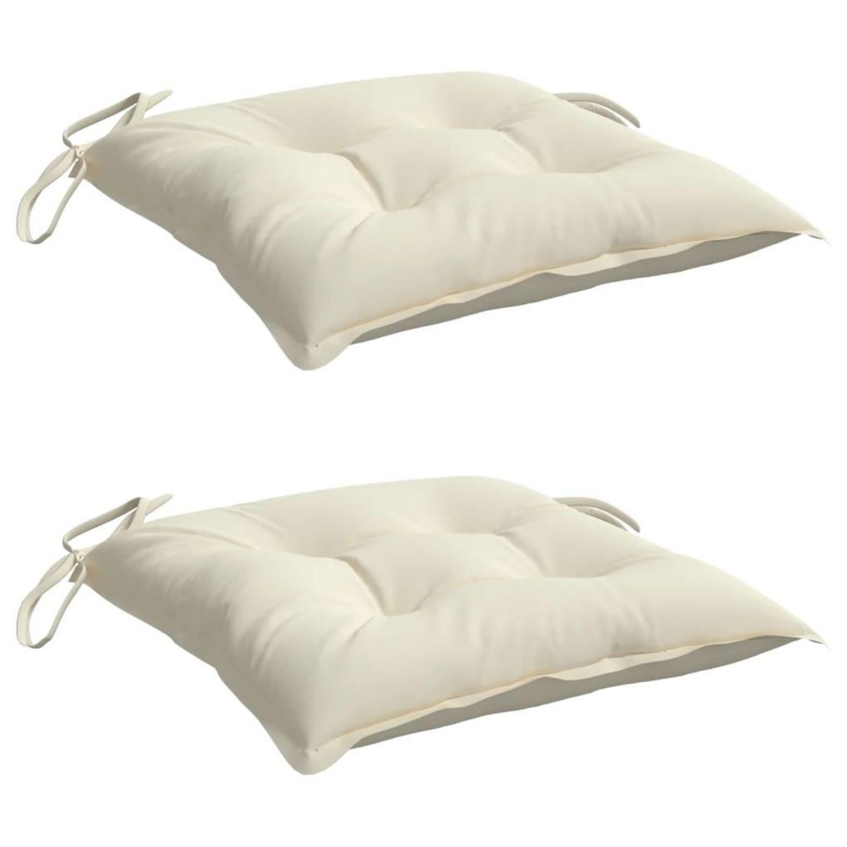 VIDAXL Coussins de chaise lot de 2 blanc creme 40x40x7 cm tissu oxford