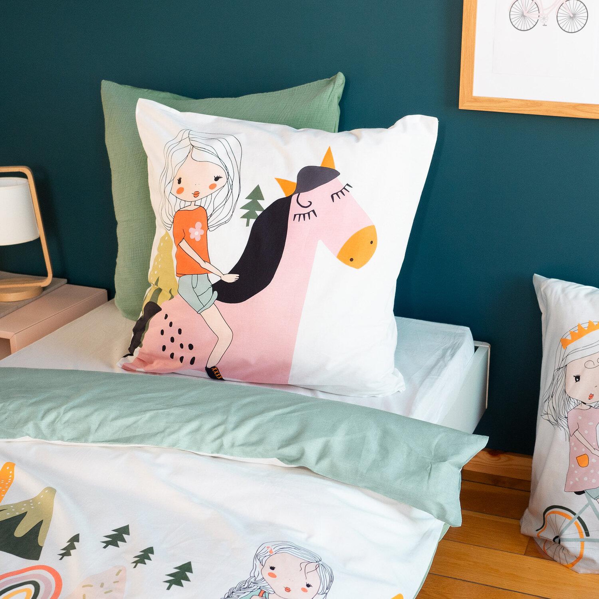 Voir la diapositive 3 : Home collection Parure de couette 2pcs 140x200cm better coton made in green tess rando