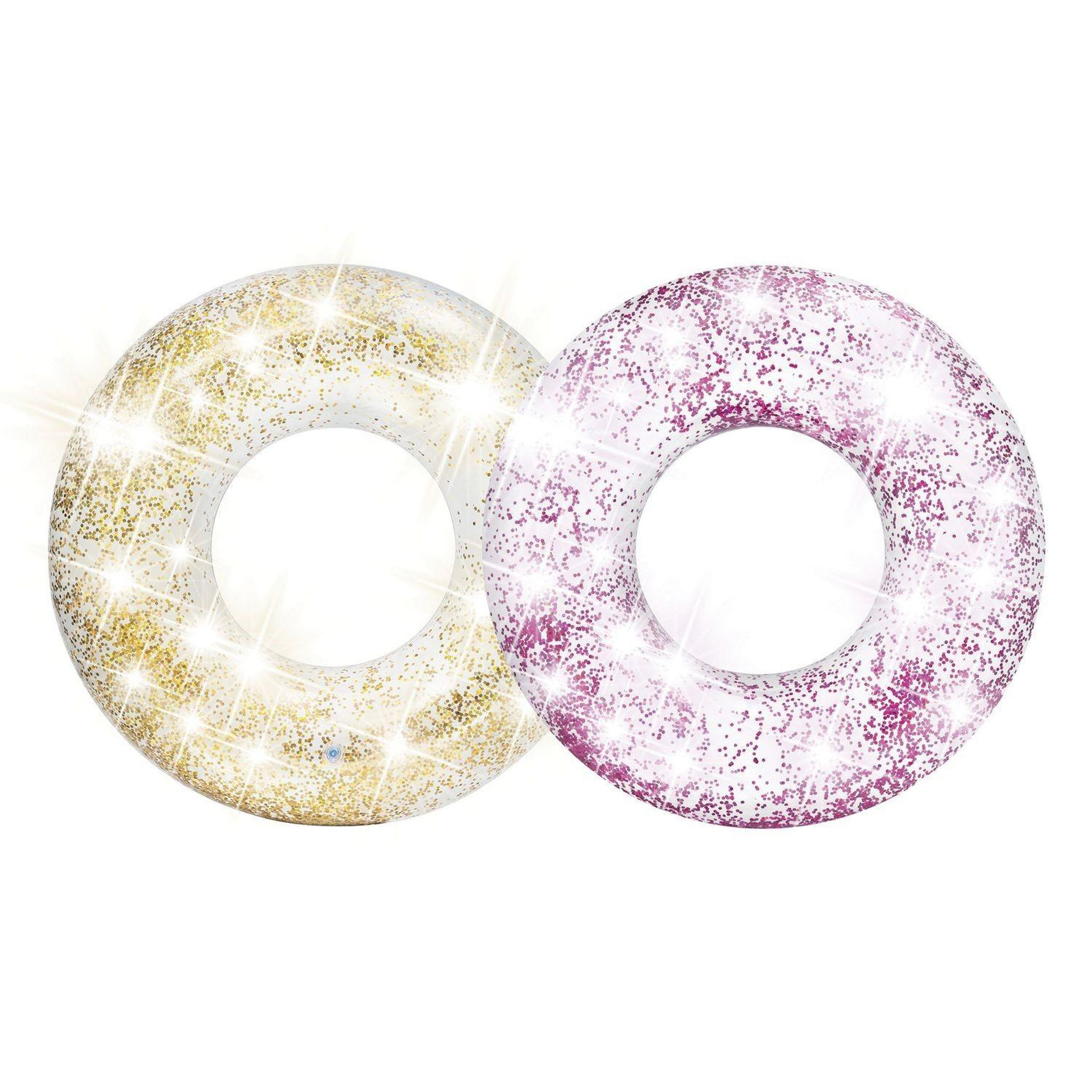 TOILINUX 2 Bouées gonflables Glitter - Diam. 119 cm - Rose et doré