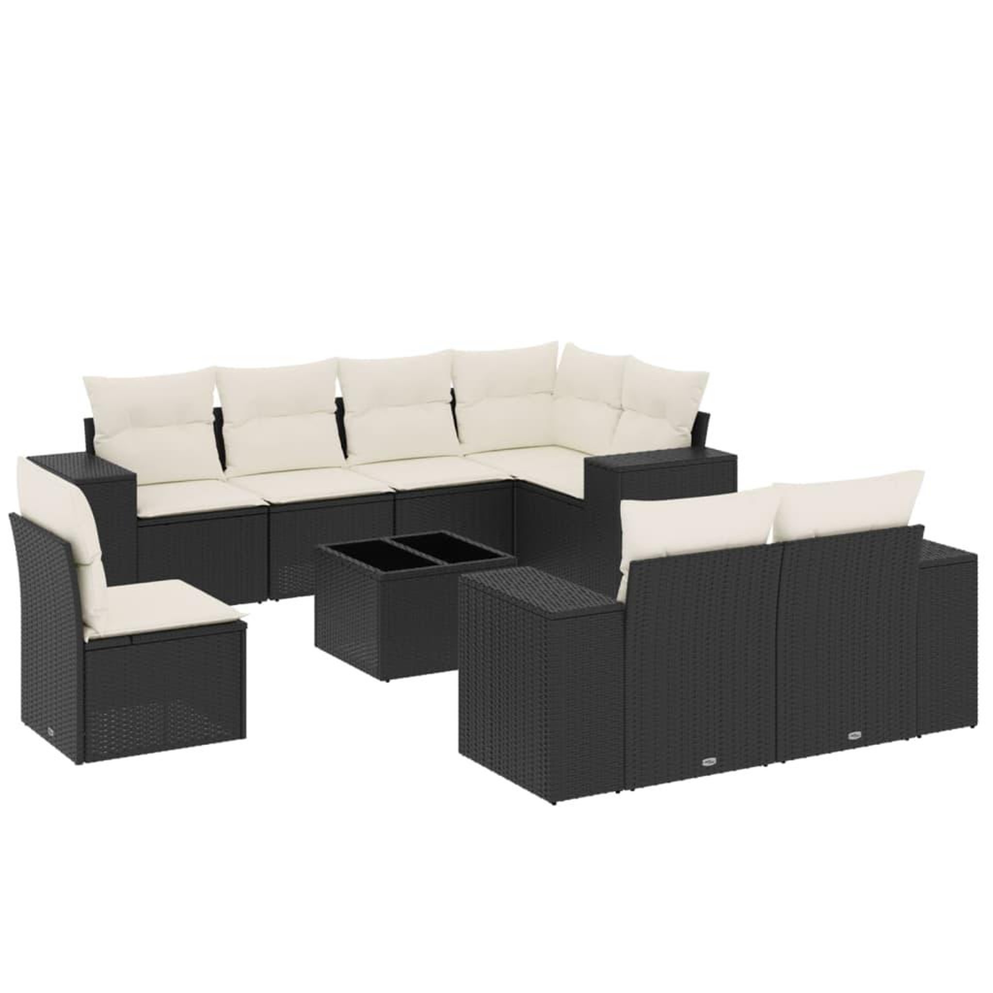 Voir la diapositive 2 : VIDAXL Salon de jardin 9 pcs avec coussins noir resine tressee