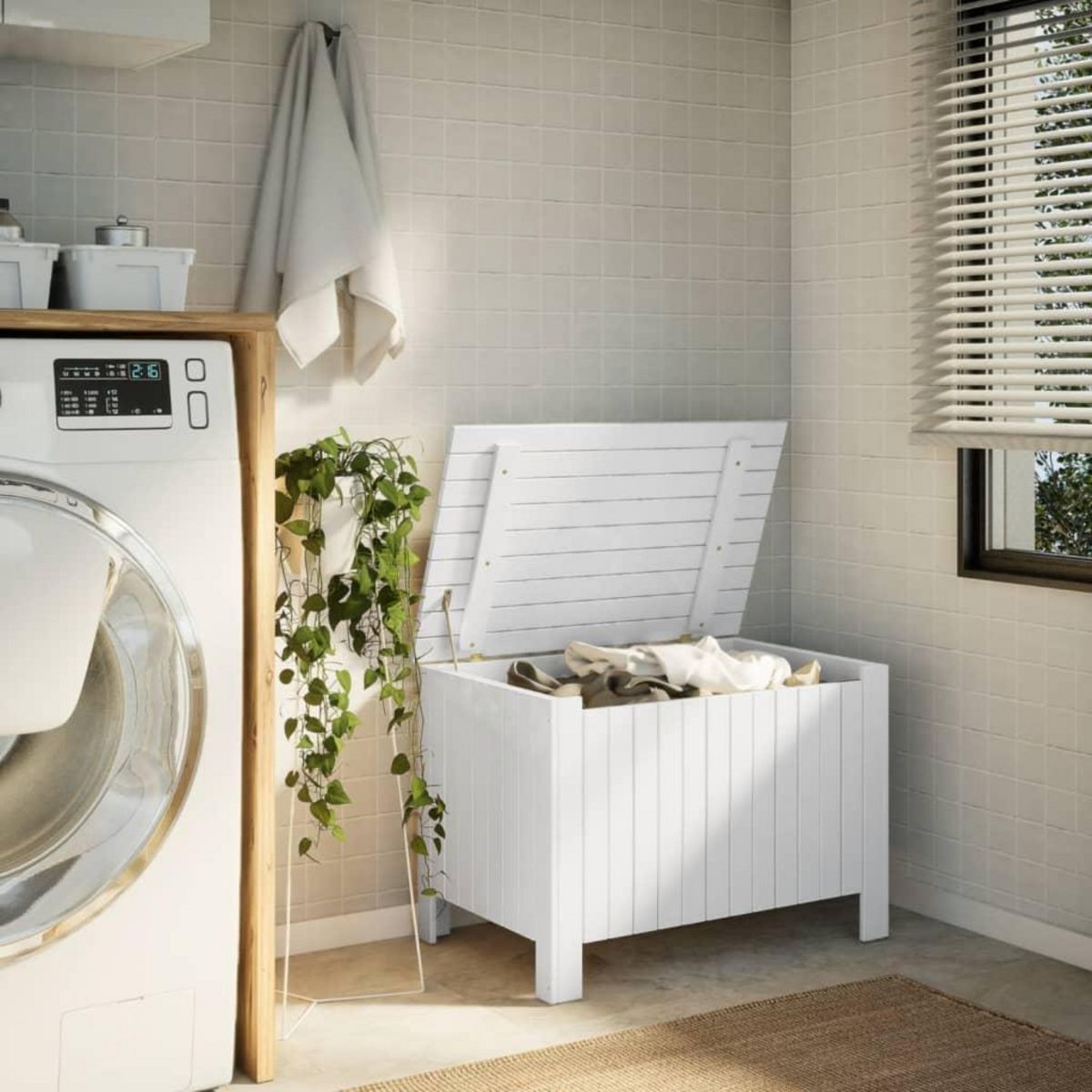 VIDAXL Boîte de rangement avec couvercle RANA blanc bois massif de pin