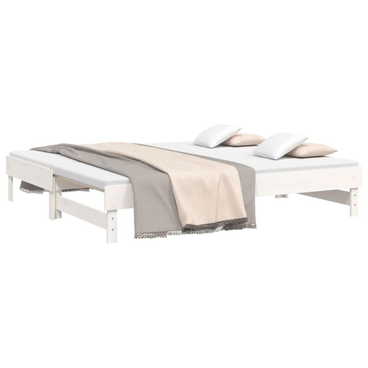 VIDAXL Lit coulissant sans matelas blanc 2x(75x190) cm