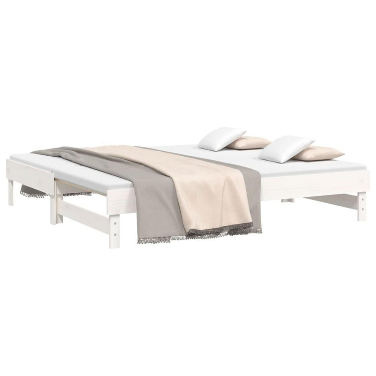 VIDAXL Lit coulissant sans matelas blanc 2x(75x190) cm