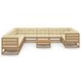 Voir la diapositive 2 : VIDAXL Salon de jardin 12 pcs avec coussins marron miel bois de pin