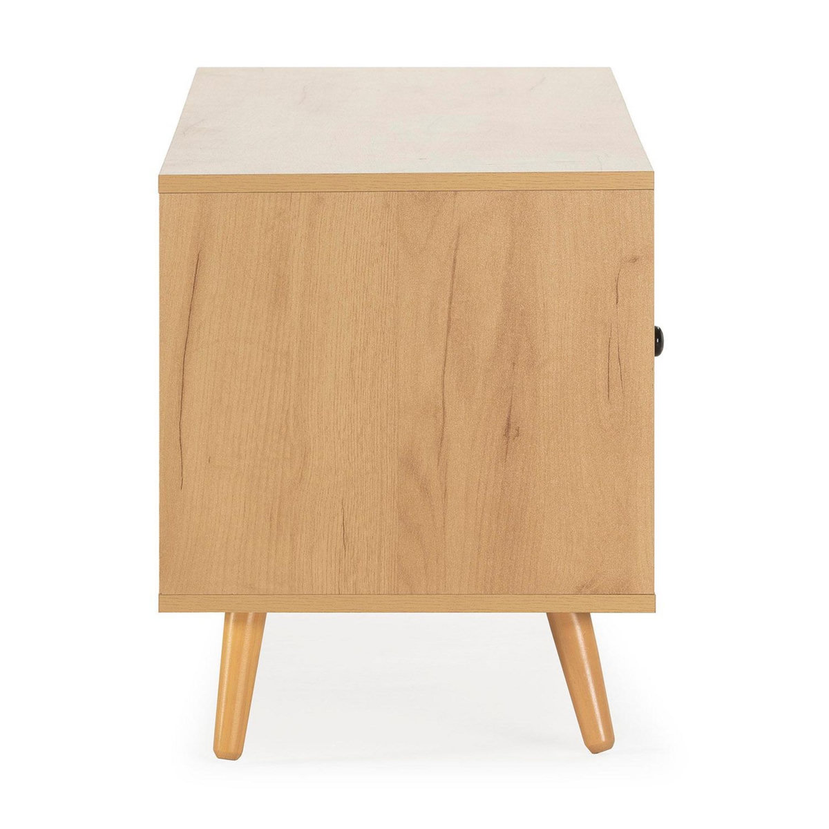 VS VENTA-STOCK Meuble TV Bella 2 Portes Couleur Chêne avec Rotin Naturel