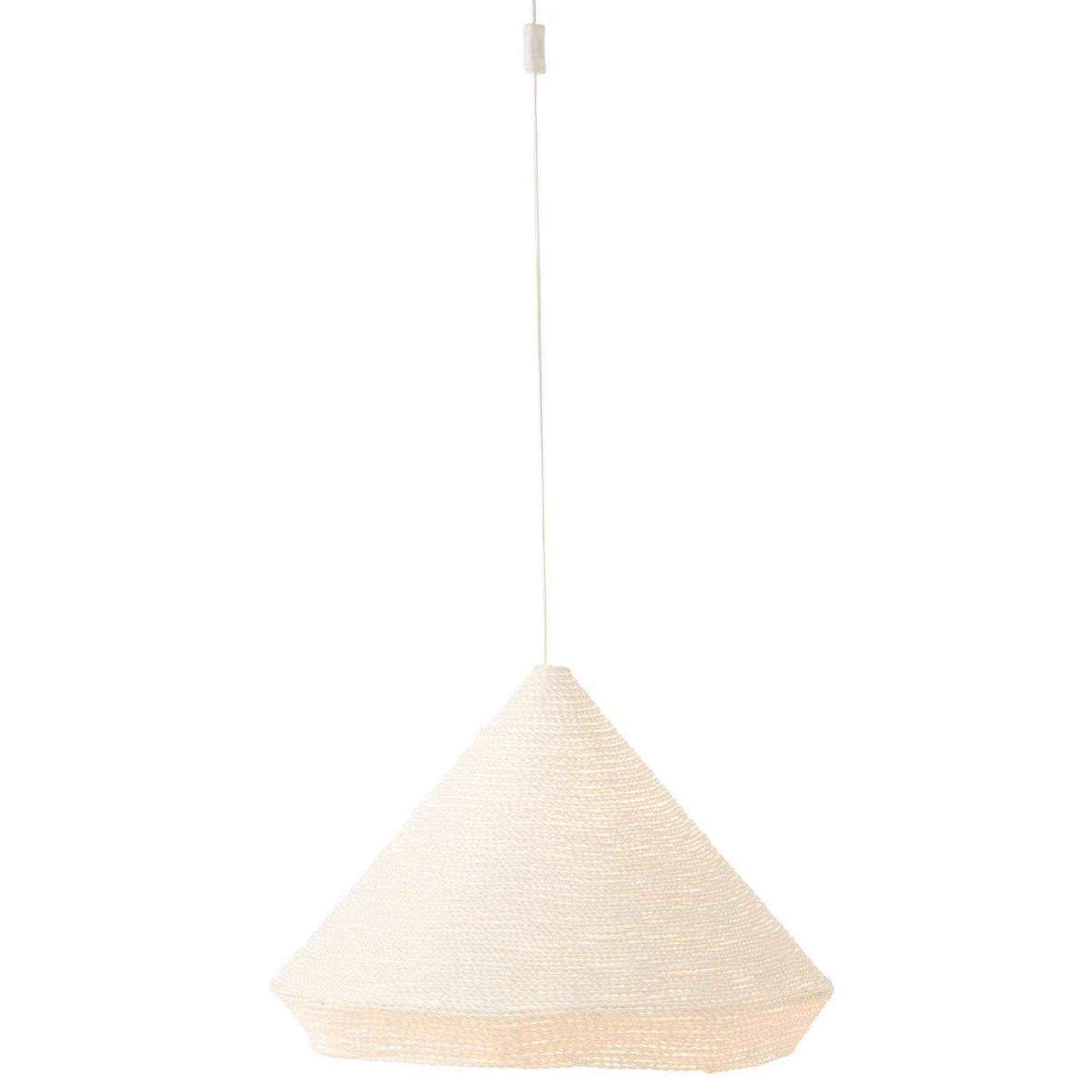 Voir la diapositive 2 : J-LINE Lampe Suspension en Raphia  Cône  65cm Blanc