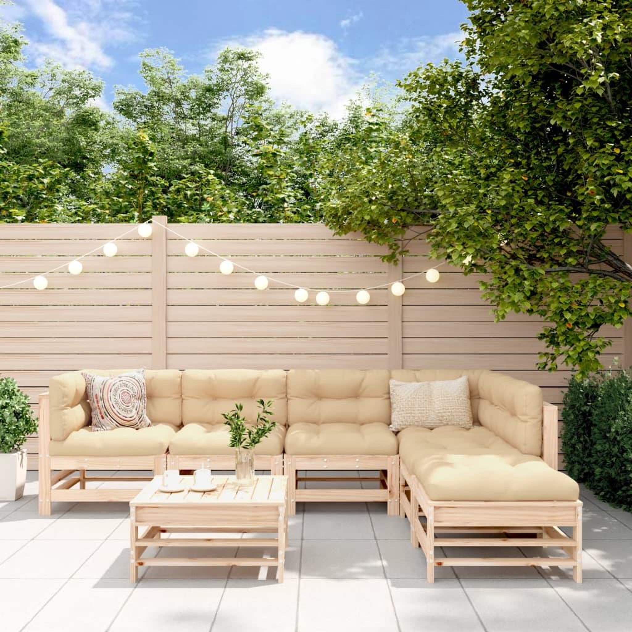 VIDAXL Salon de jardin 7 pcs Bois de pin massif