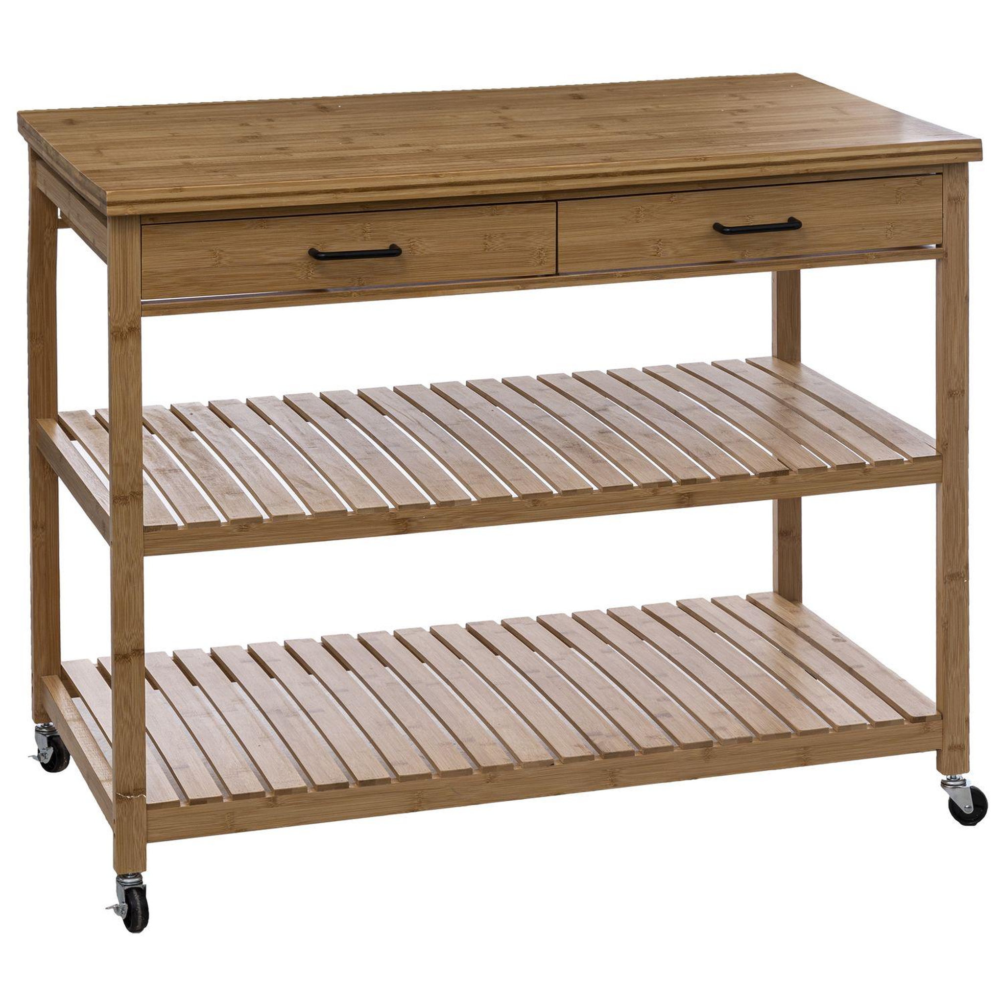 FIVE Ilot 2 tiroirs 2 niveaux en bois linha - beige