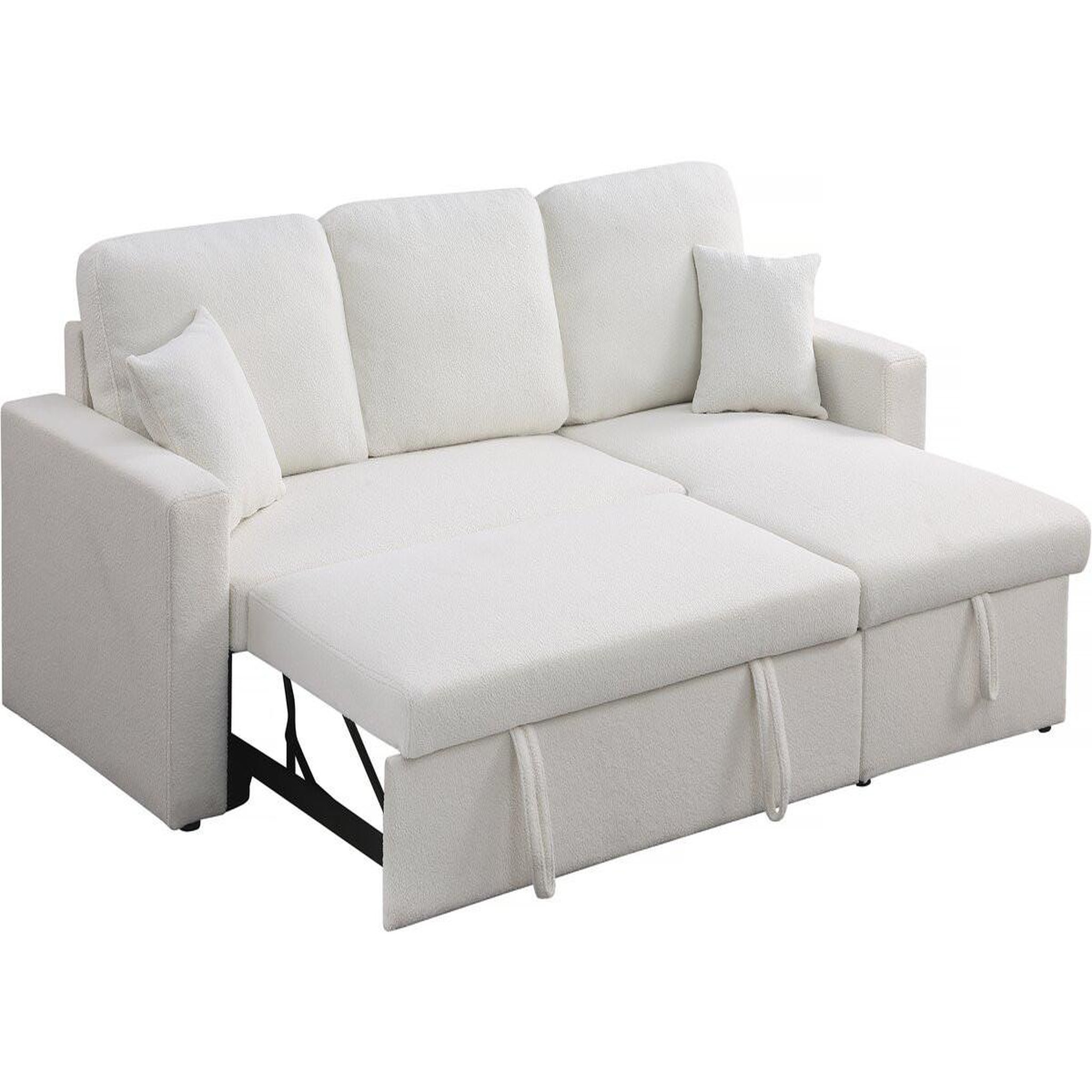 Voir la diapositive 3 : Habitat et Jardin Canapé d'angle convertible/reversible avec coffre  alain  - 3 places - bouclettes -  blanc