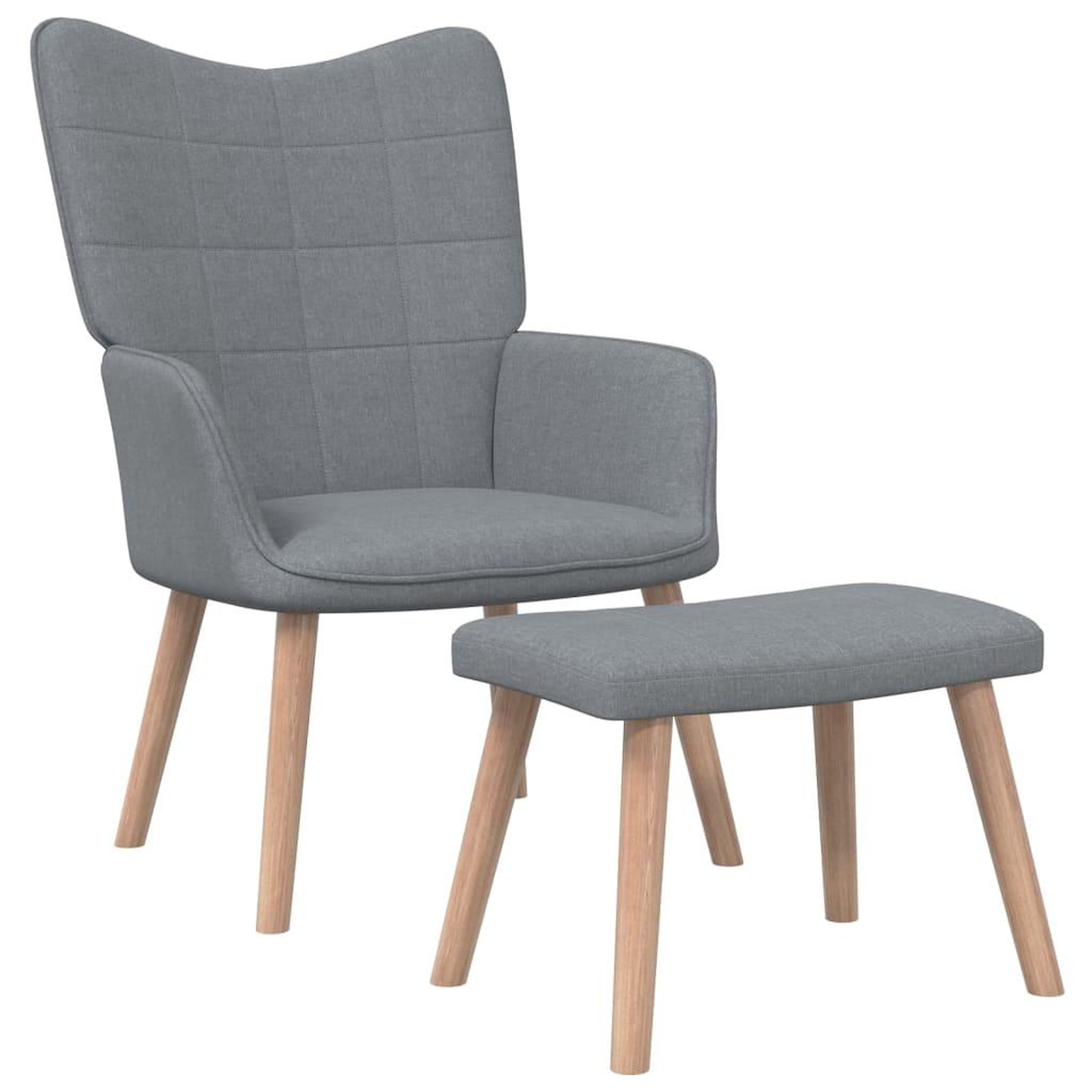 Voir la diapositive 2 : VIDAXL Chaise de relaxation avec tabouret Gris clair Tissu