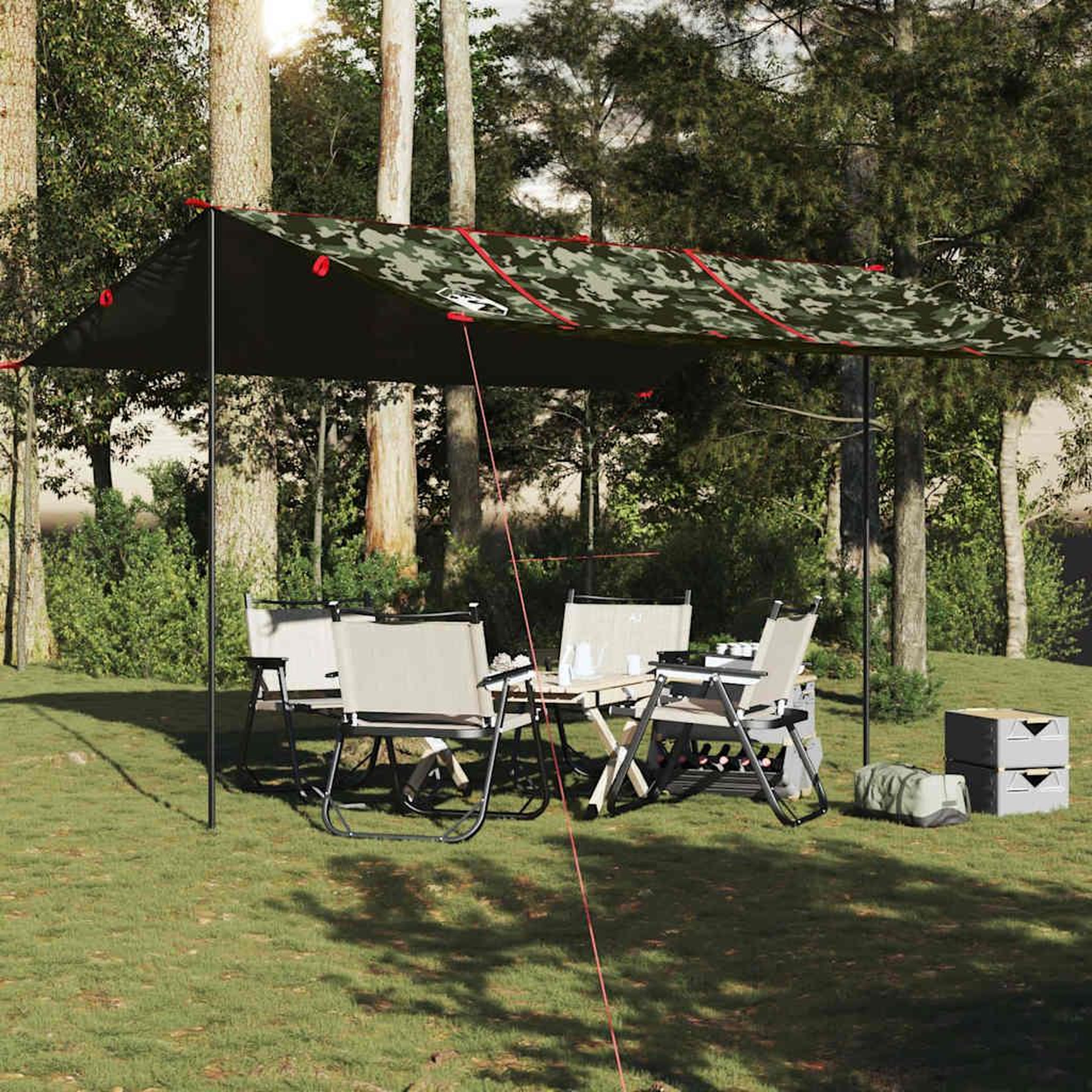 Voir la diapositive 3 : VIDAXL Bache de camping camouflage 451x420 cm impermeable
