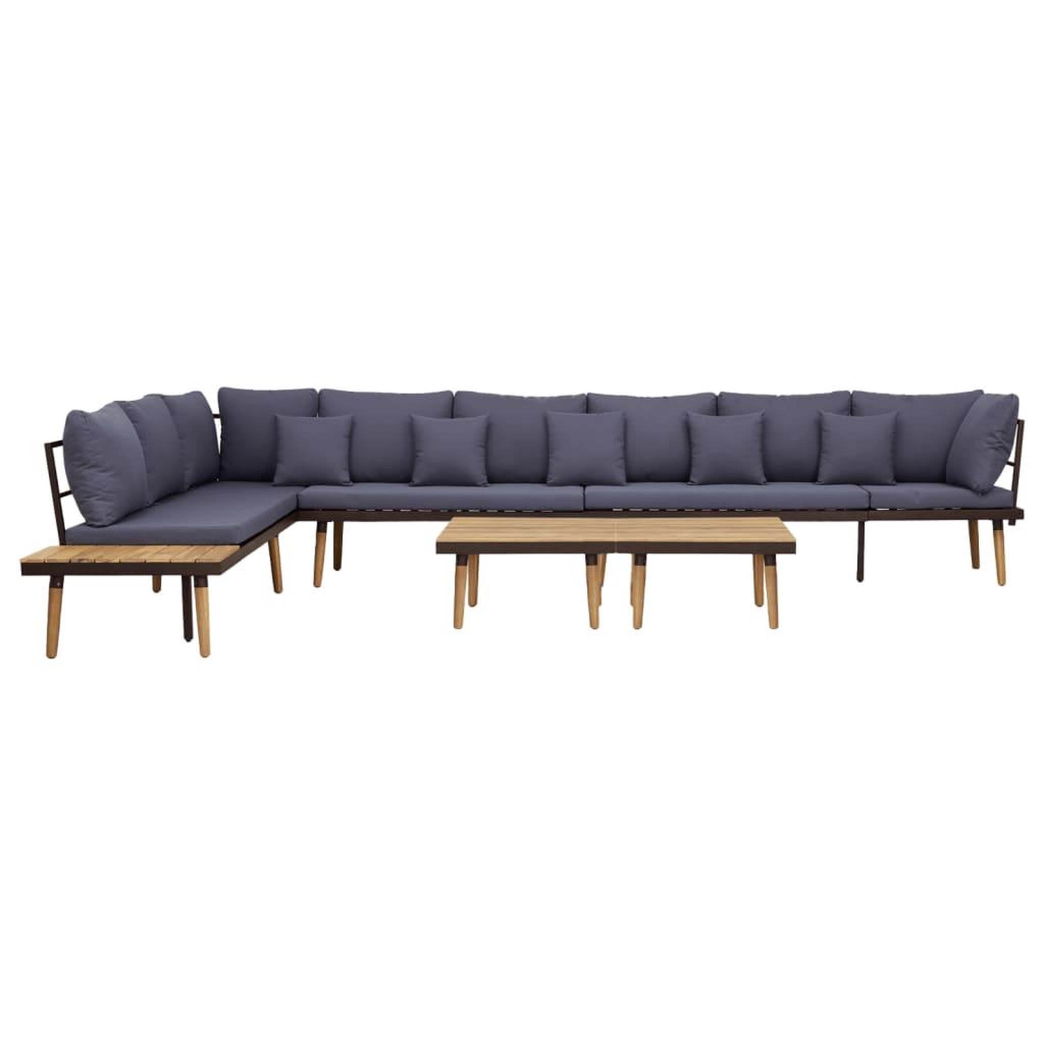 Voir la diapositive 1 : VIDAXL Salon de jardin a 8 places avec coussins Bois d'acacia solide