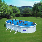 GRE Piscine hors sol acier ovale - Blanche - 7,30 x 3,75 x H 1,20 m -FIDJI