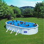 Voir la diapositive 1 : GRE Piscine hors sol acier ovale - Blanche - 7,30 x 3,75 x H 1,20 m -FIDJI