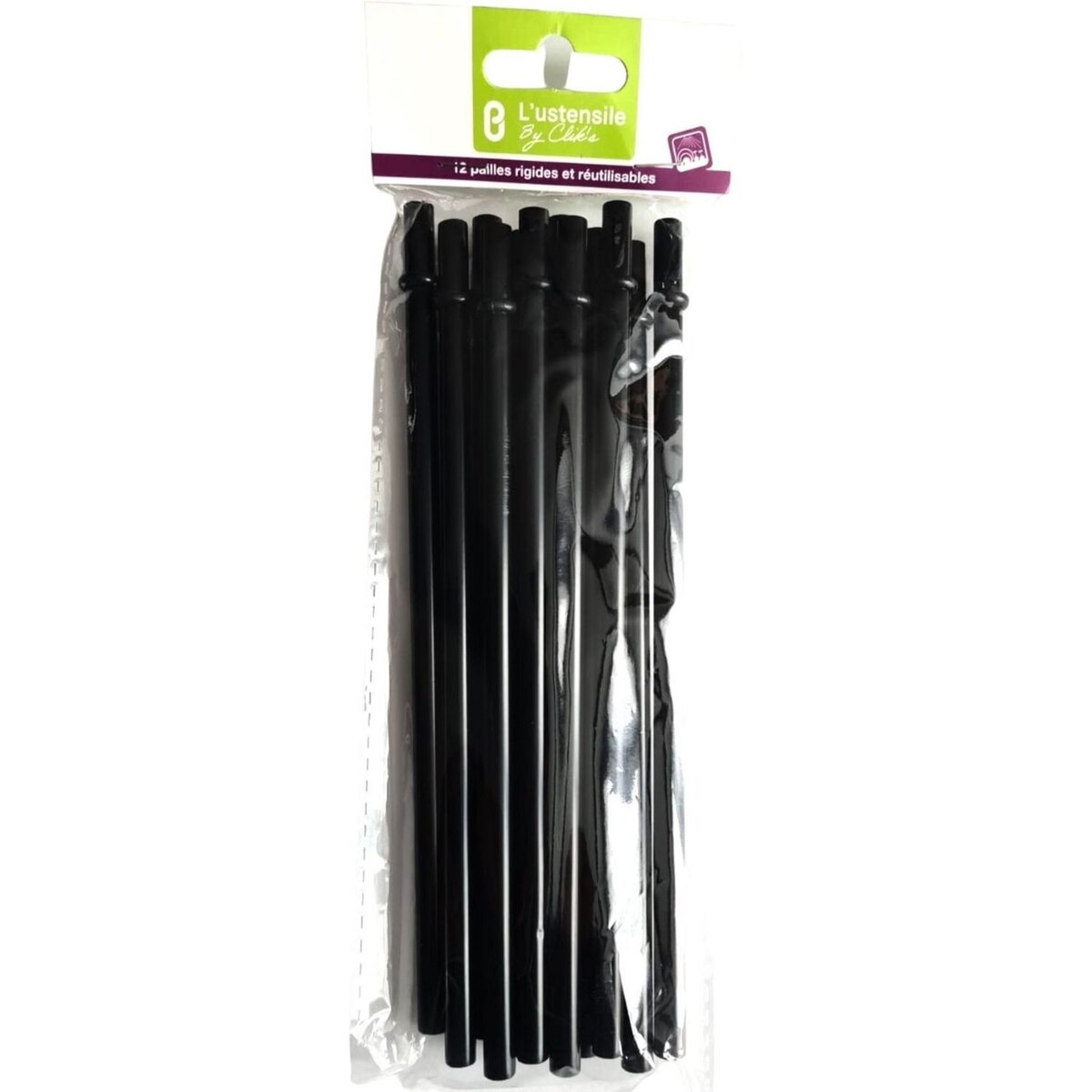 Pailles réutilisables noires X12