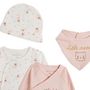 Voir la diapositive 2 : INEXTENSO Ensemble dors bien + body + bavoir + bonnet bébé fille