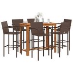 VIDAXL Ensemble de bar de jardin 7 pcs marron bois massif acacia rotin