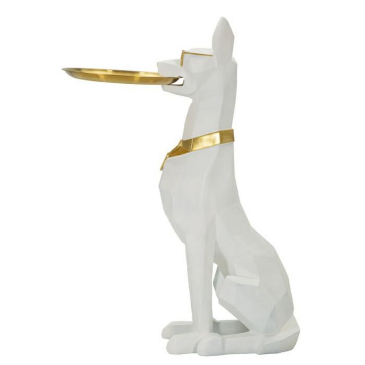 Paris Prix Vide-Poche Statue Chien  Origami  74cm Blanc