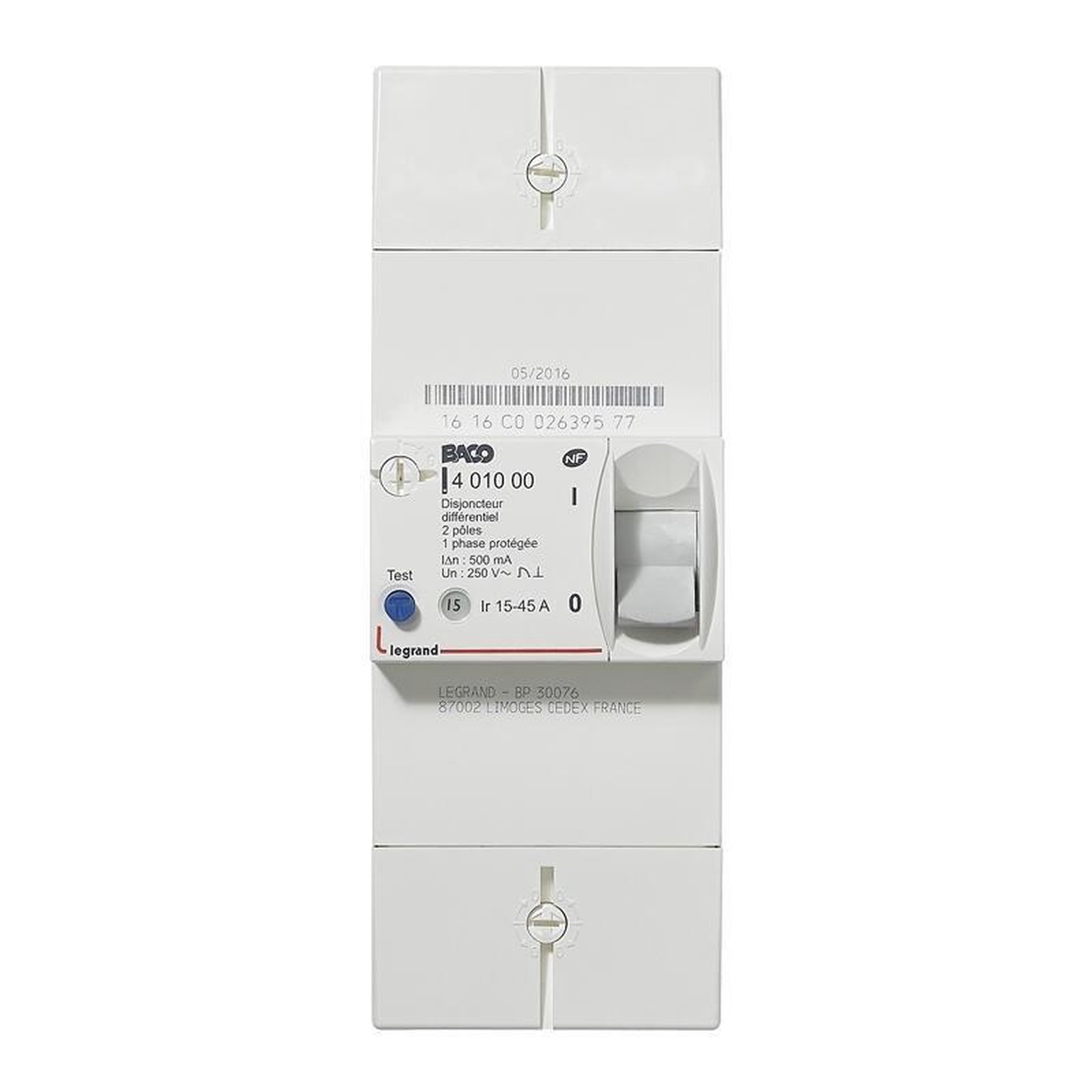 Legrand Disjoncteur 45a bipolaire courbe c 250v~