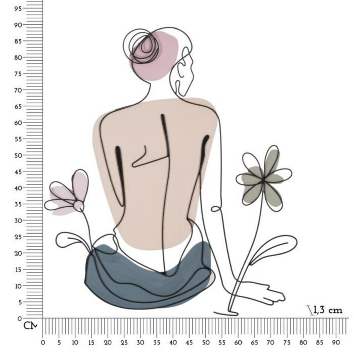 Paris Prix Décoration Murale en Métal  Lady Flower  90cm Multicolore